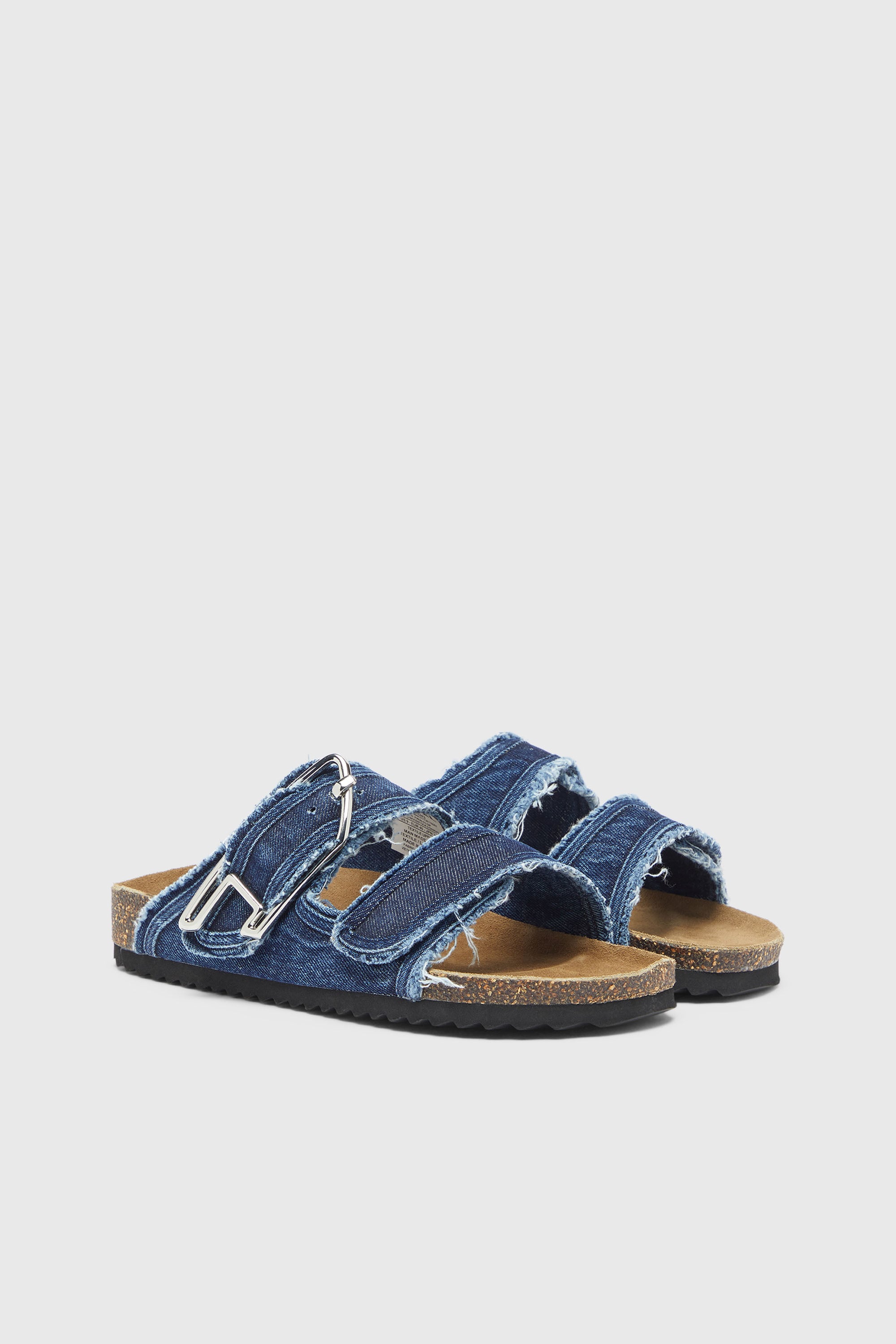 Diesel - D-WOODSTOCK D SANDAL W, D-Woodstock - Sandales &agrave; brides en denim effiloch&eacute; Femme in Bleu - 2