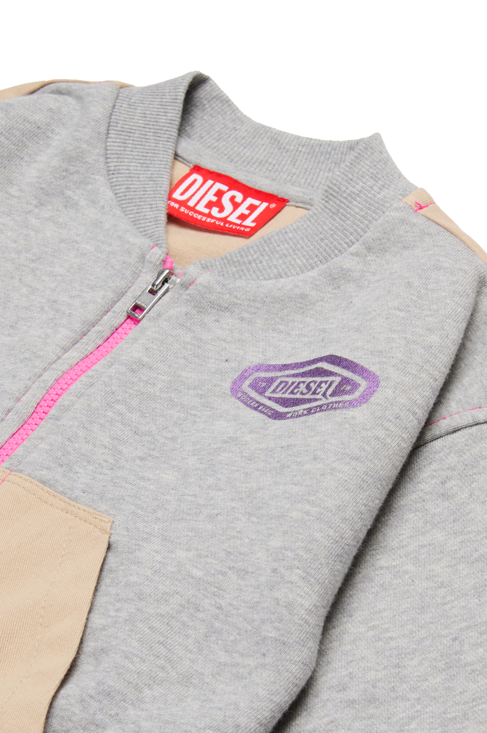 Diesel - SPERUB, Sweat-shirt de style bomber avec un m&eacute;lange de mati&egrave;res Femme in Gris - 3