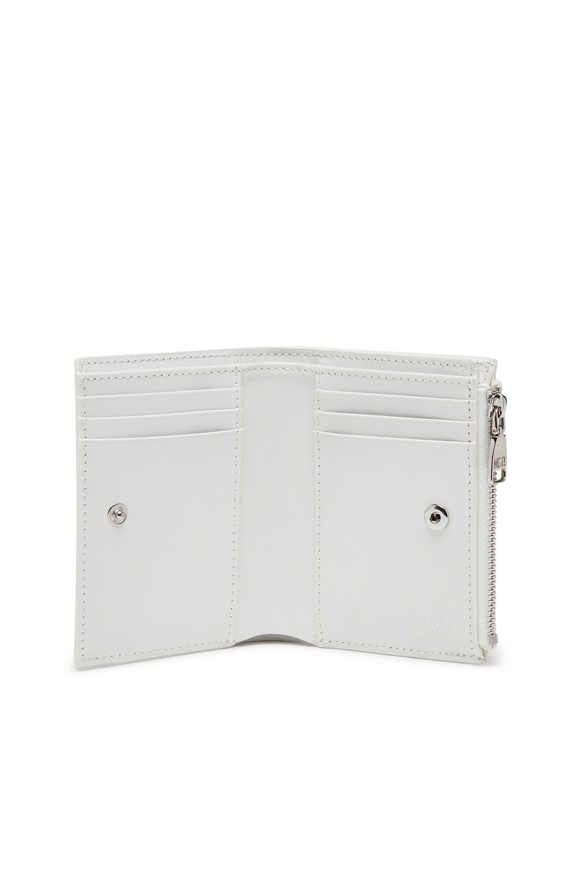 Diesel - PLAY BI-FOLD ZIP II, Petit portefeuille en cuir brillant Femme in Blanc - 3