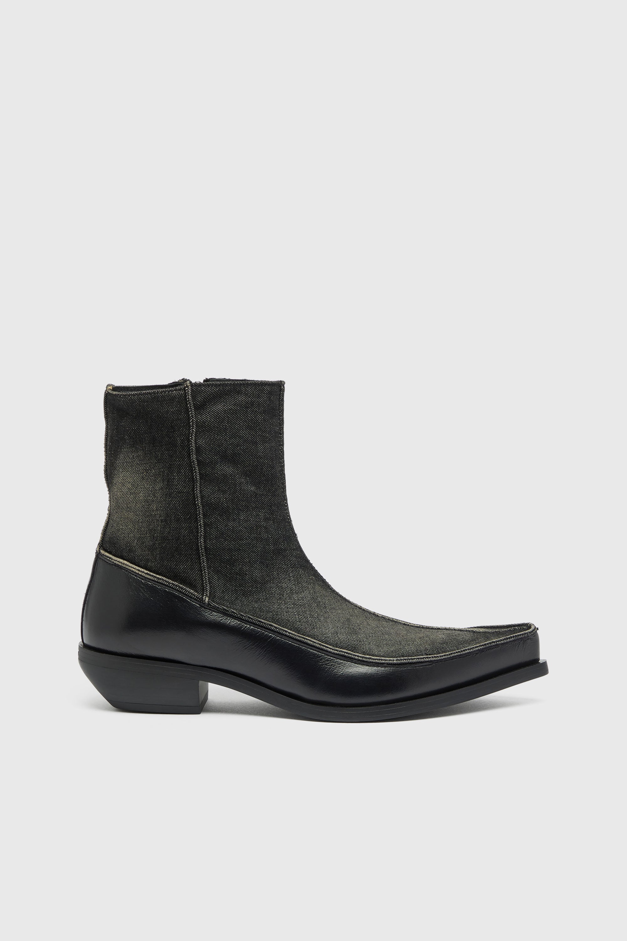 Diesel - D-FRIDO-30-TR, D-Frido-Bottines western en cuir et denim Homme in ToBeDefined - 1