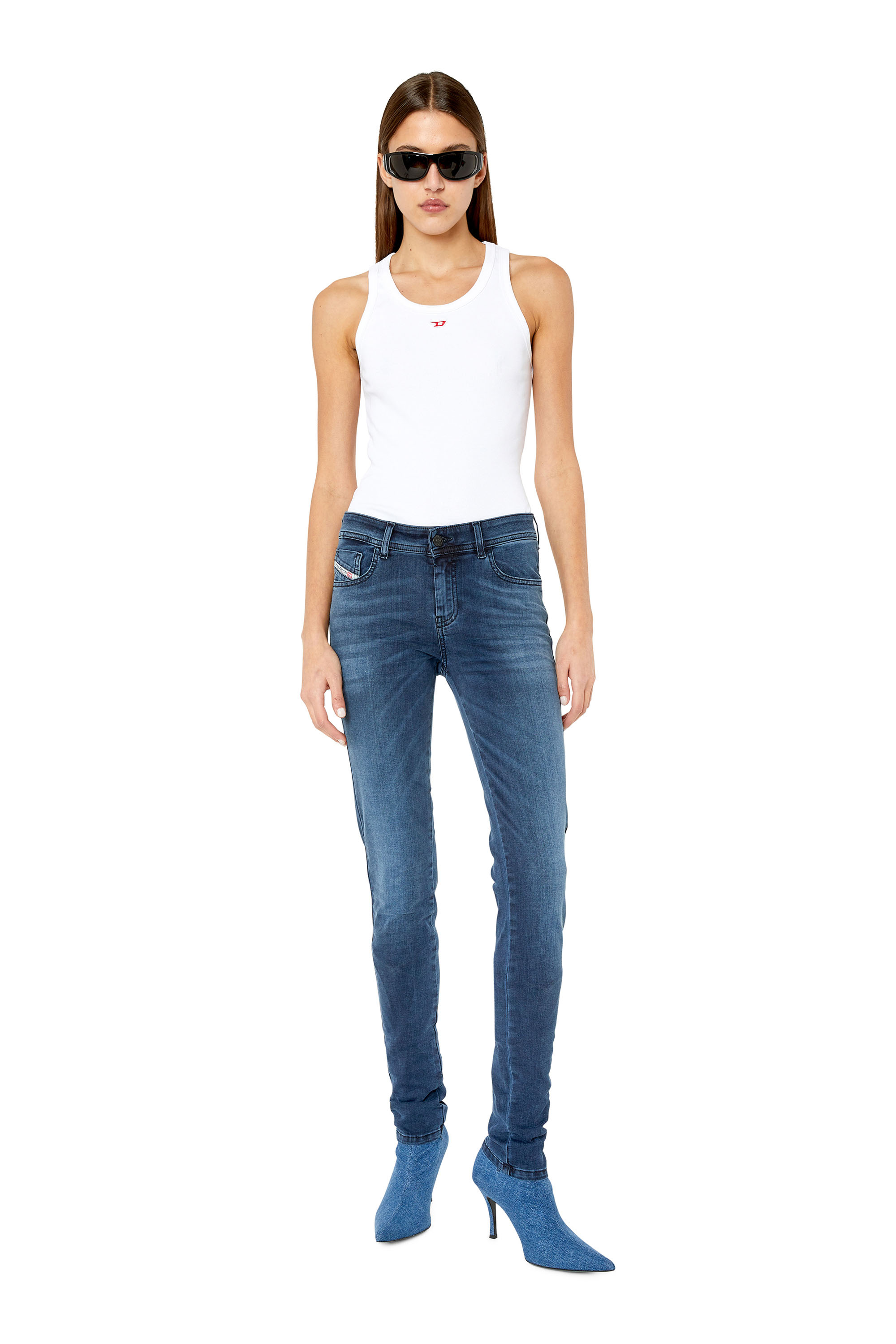 Diesel - 2017 Slandy E84UT Super skinny Jeans, Bleu Foncé - Image 4