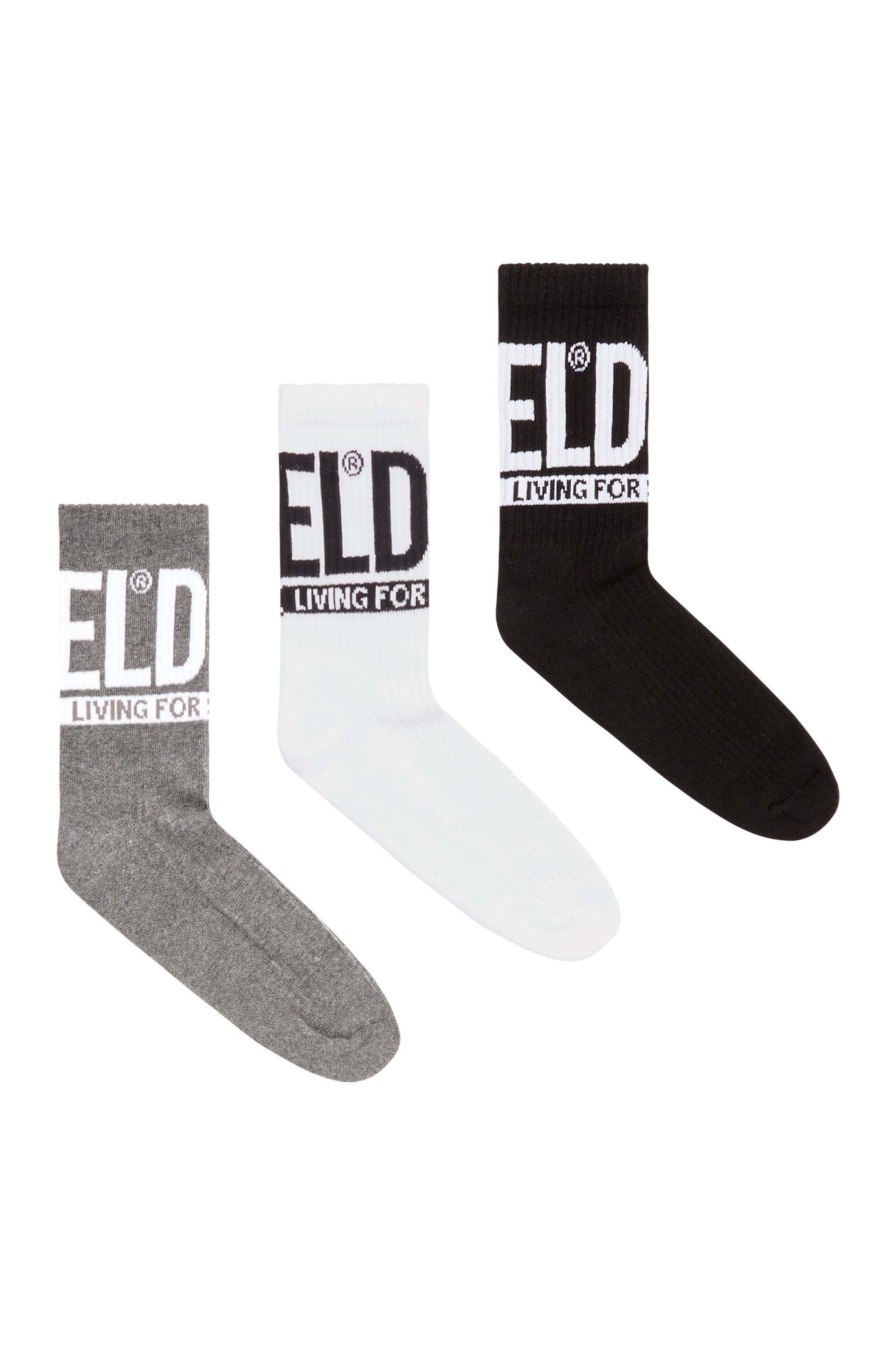 Diesel - SKM-WRAPAROUND-MID-CUT-CUSHIONED-SOCKS, Lot de 3 chaussettes avec logo Diesel Homme in Polychrome - 1