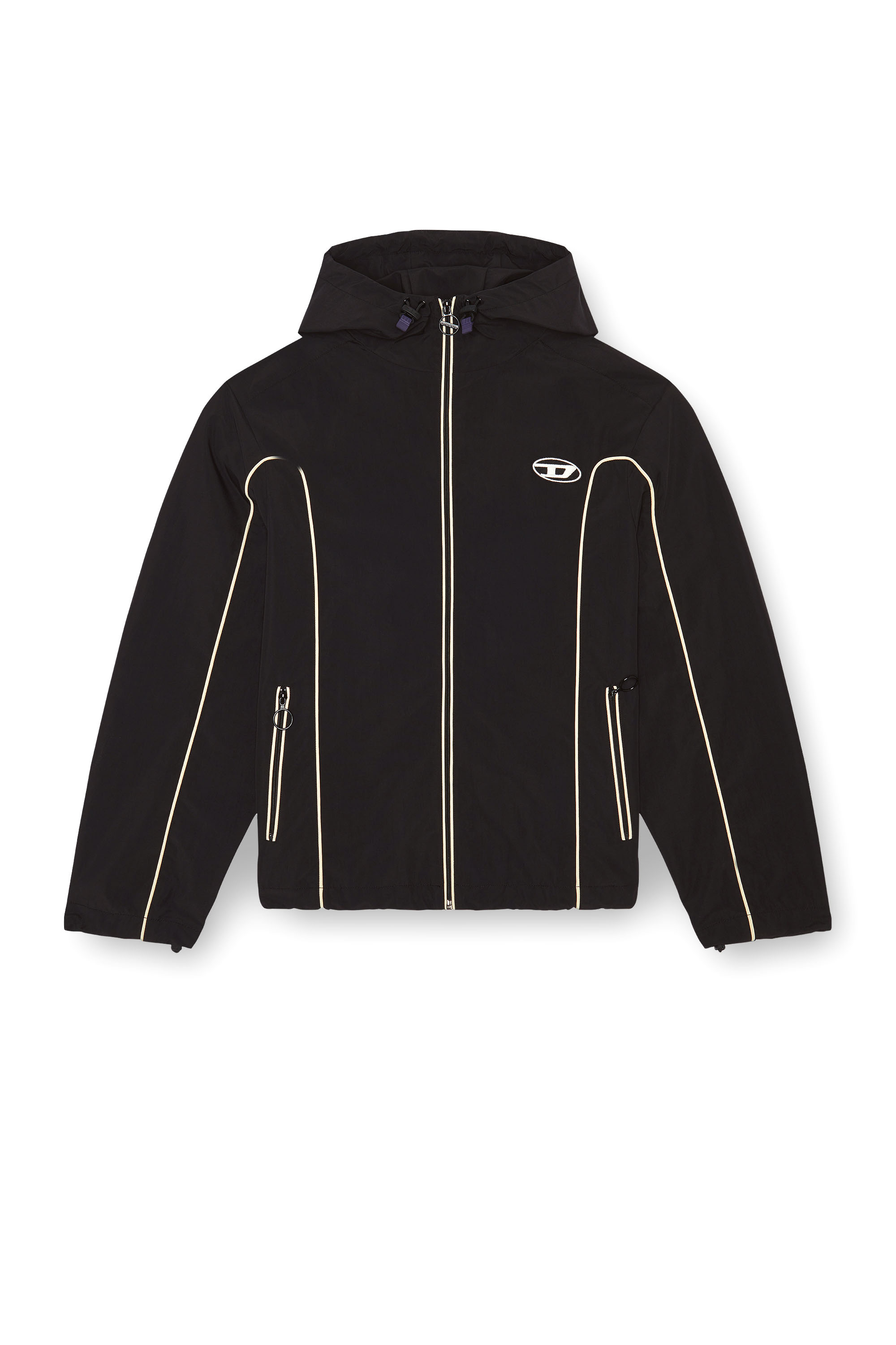 Diesel - J-HIVES, Coupe-vent avec passepoil contrasté Homme in Noir - 2