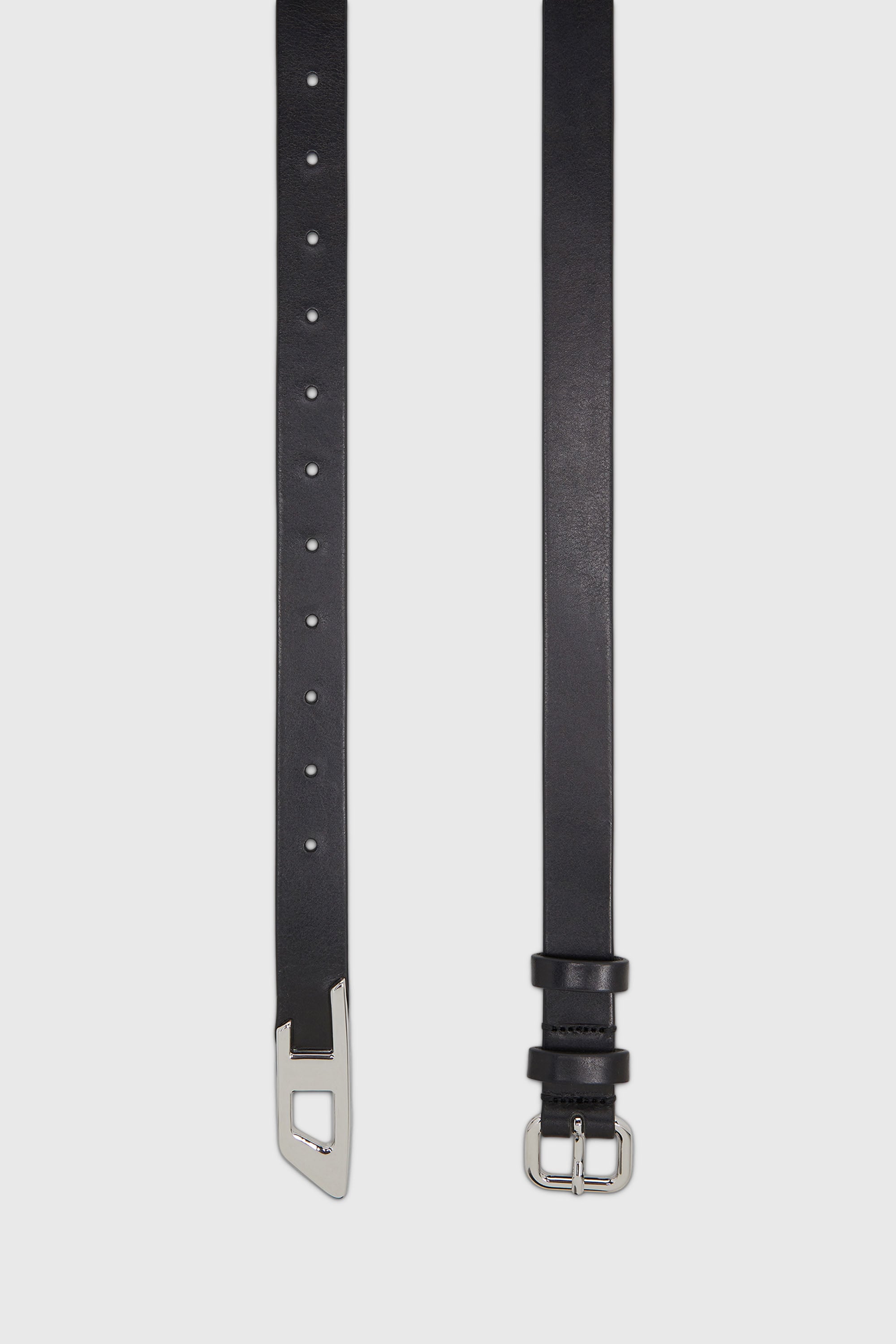 Diesel - B-D LOGO TIP 25, 2,4 cm ceinture en cuir avec extr&eacute;mit&eacute; en D Femme in Noir - 2