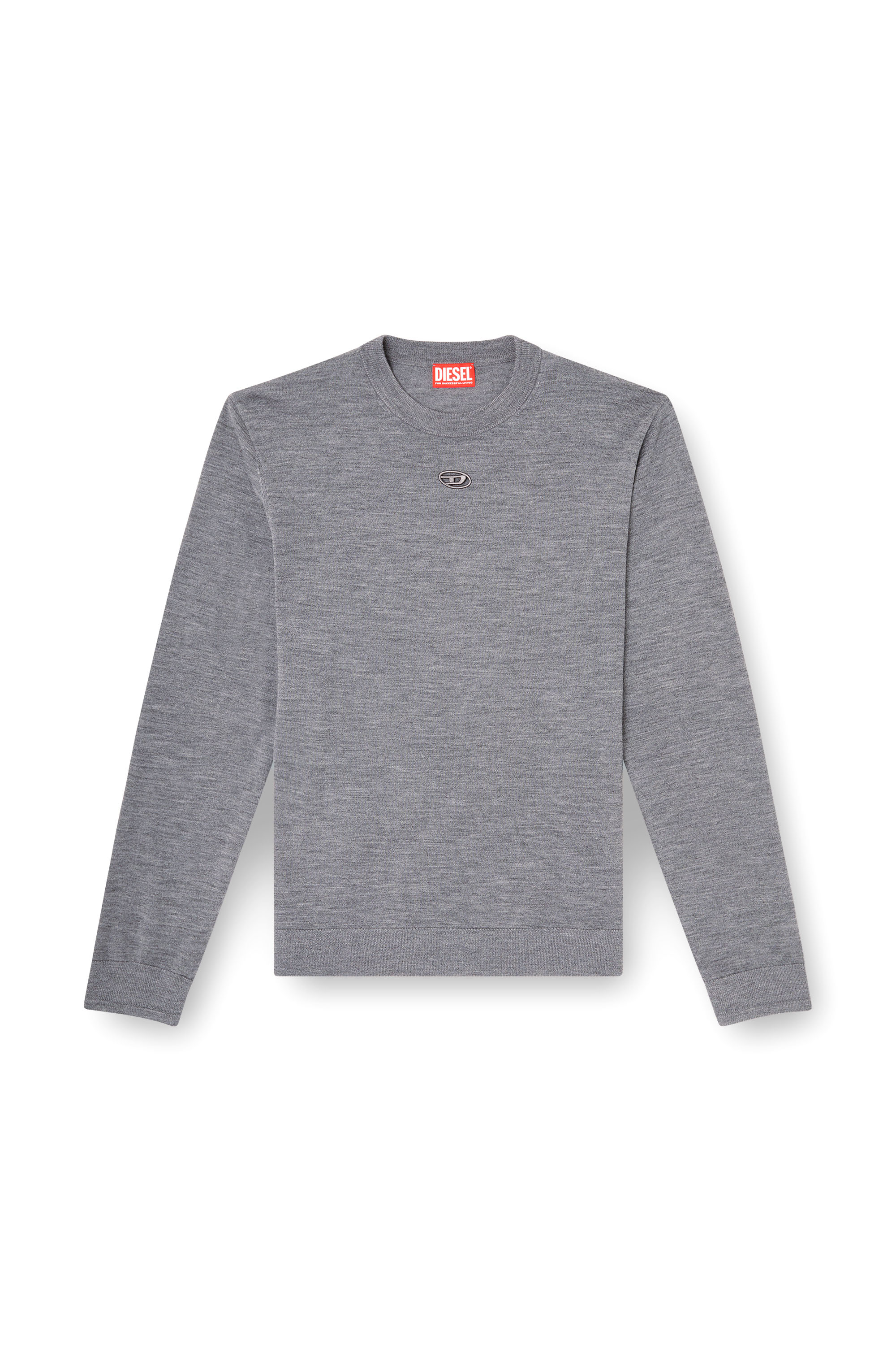 Diesel - K-VALIAM, Pull en laine avec logo cut-out Homme in Gris - 3
