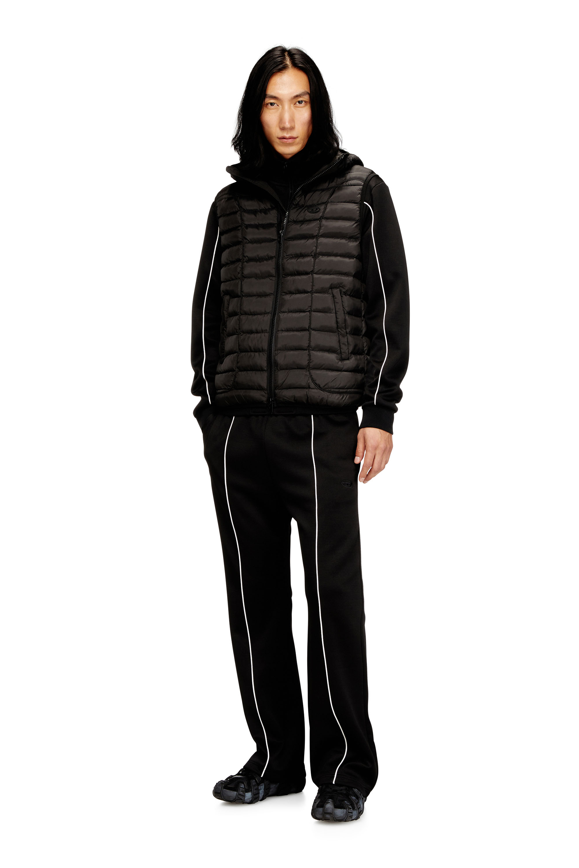 Diesel - W-TEMPLE, Doudoune à capuche en nylon léger Homme in Noir - 2