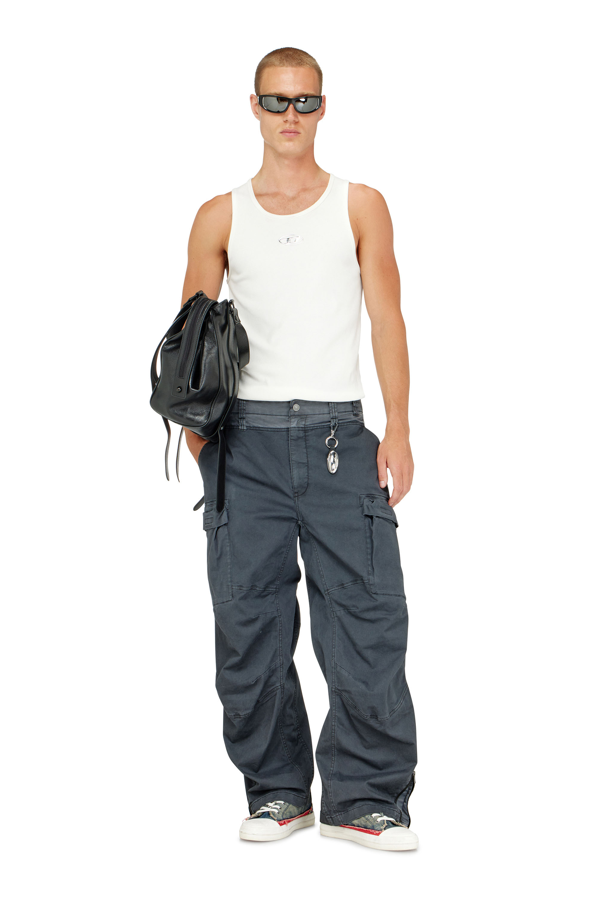 Diesel - T-LIFTY-IOD, D&eacute;bardeur en coton avec logo Homme in Blanc - 1