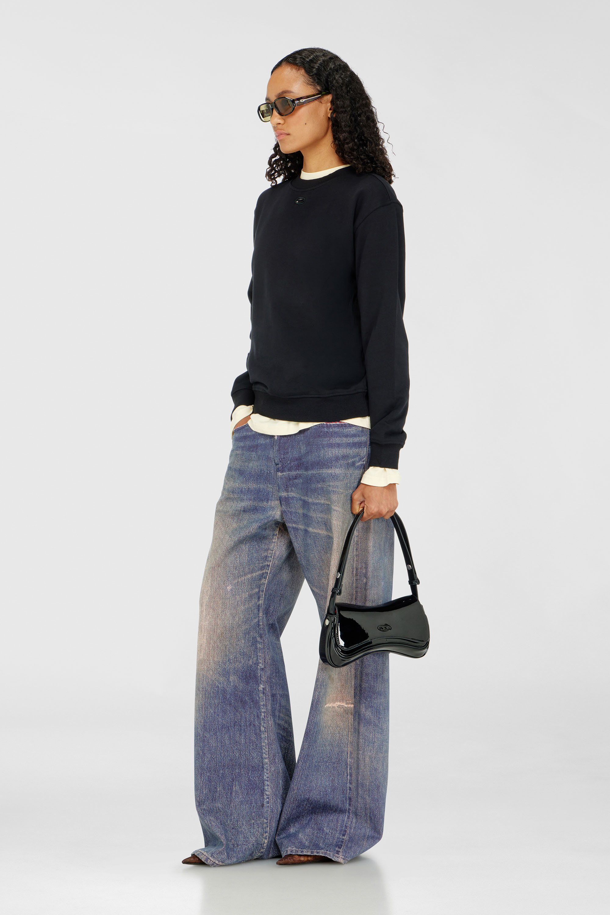 Sweat-shirt en coton avec broderie Oval D