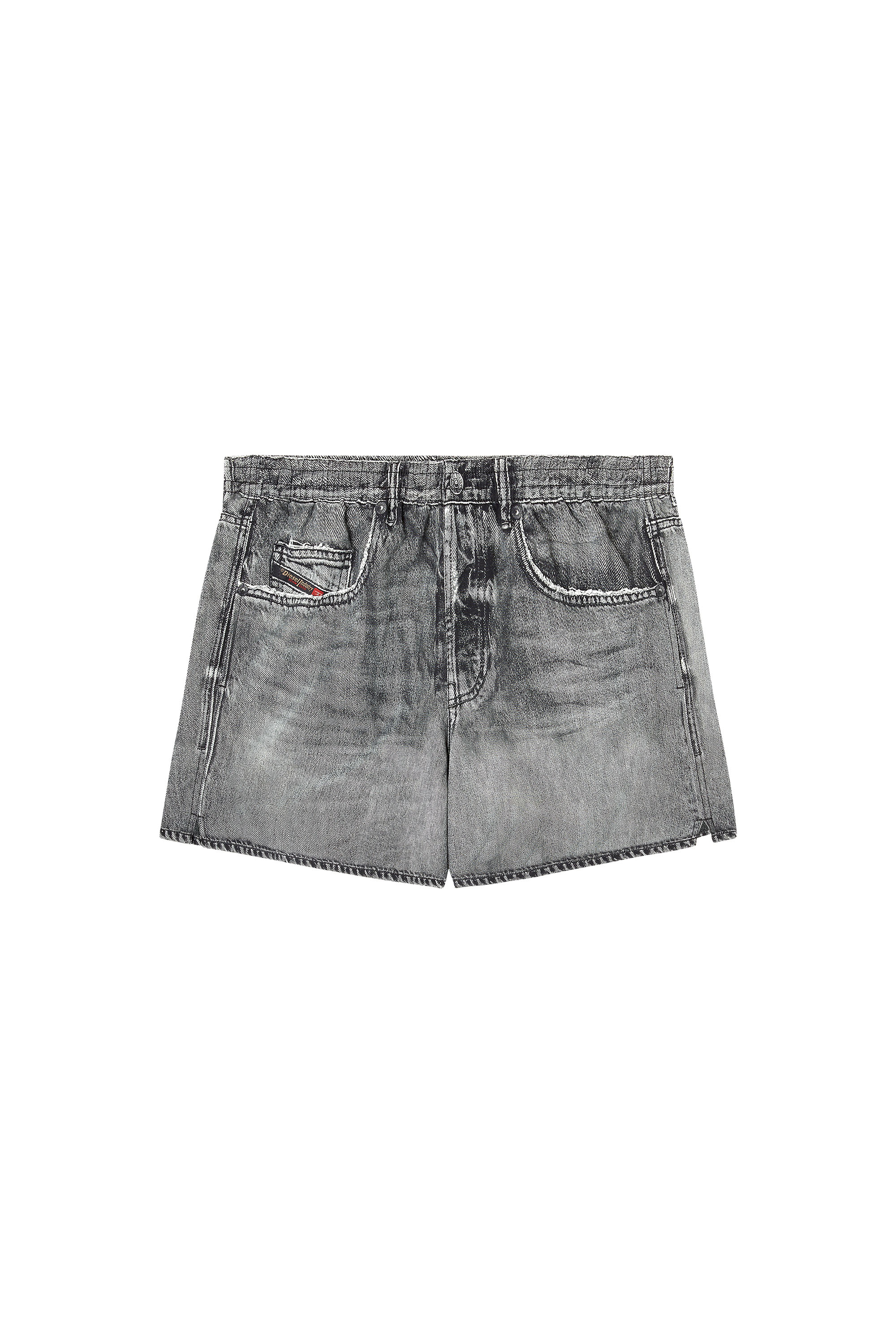 Diesel - SOCCER-41-DNM, Short de bain avec imprimé trompe-l'œil denim Homme in Gris - 3