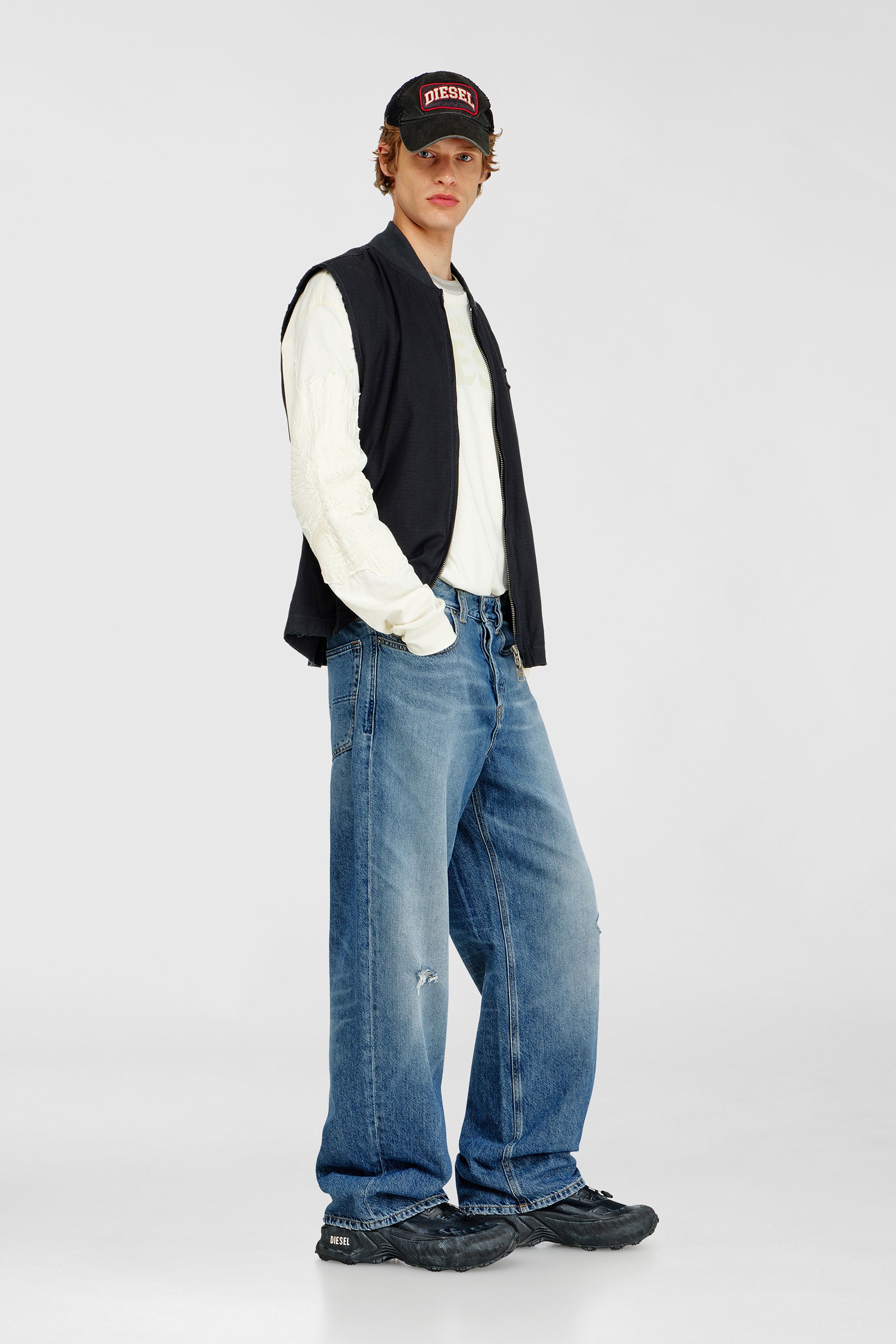 Diesel - Relaxed Jeans 2001 D-Macro 09P61 Homme, Bleu moyen - Image 1