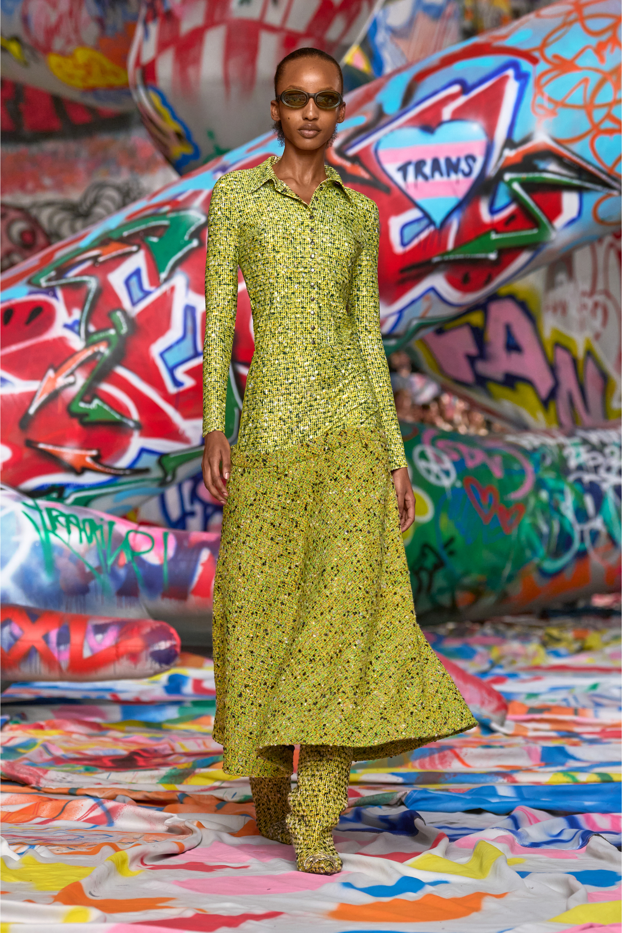 Diesel - C-ELAZ-BC, Chemise en tissu stretch avec imprimé bouclé Femme in Jaune - 6