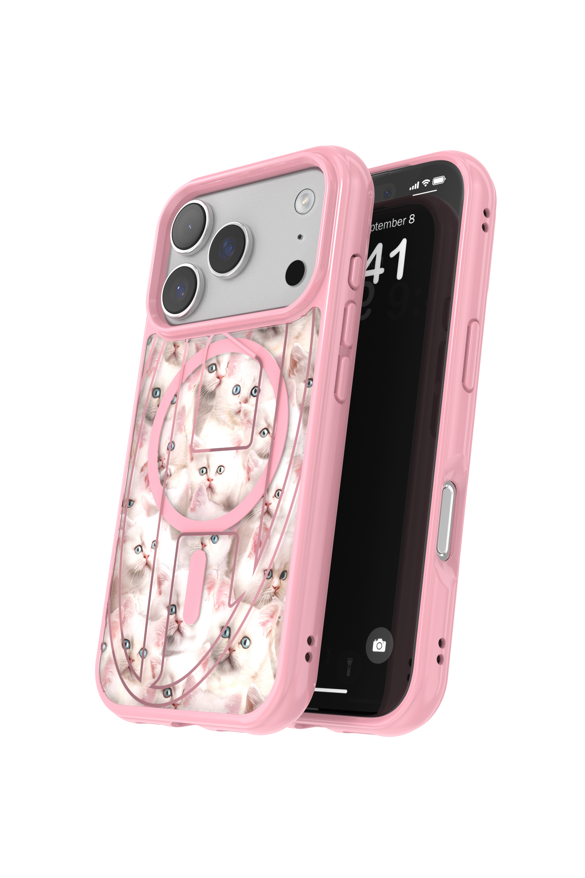Diesel - 60425 AOP CASE, Étui Oval D Cats avec Magsafe pour iPhone 17 Pro Mixte in Rose - 3