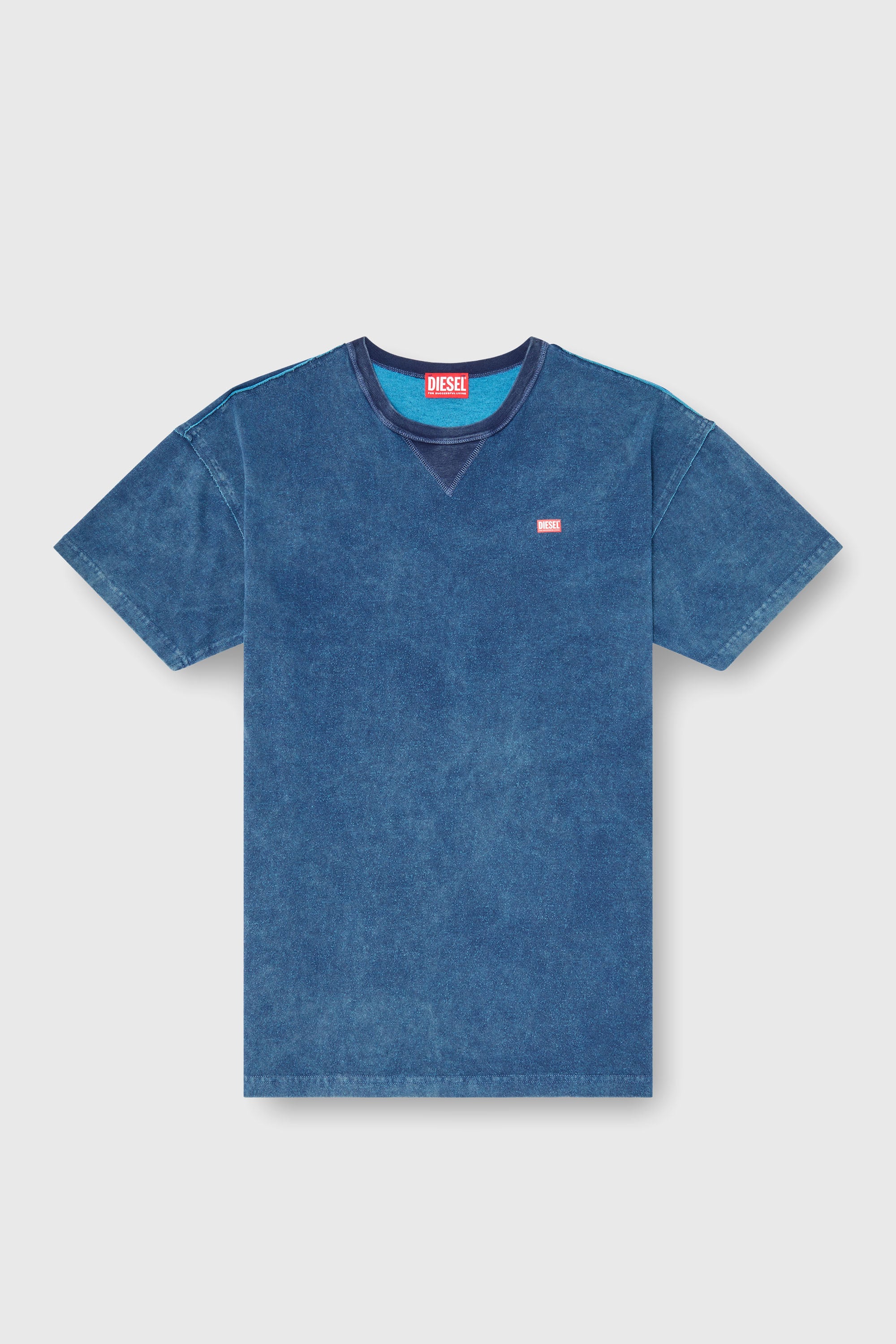Diesel - T-NORM-RAW, T-shirt acid wash avec d&eacute;tails effiloch&eacute;s Homme in Bleu - 2