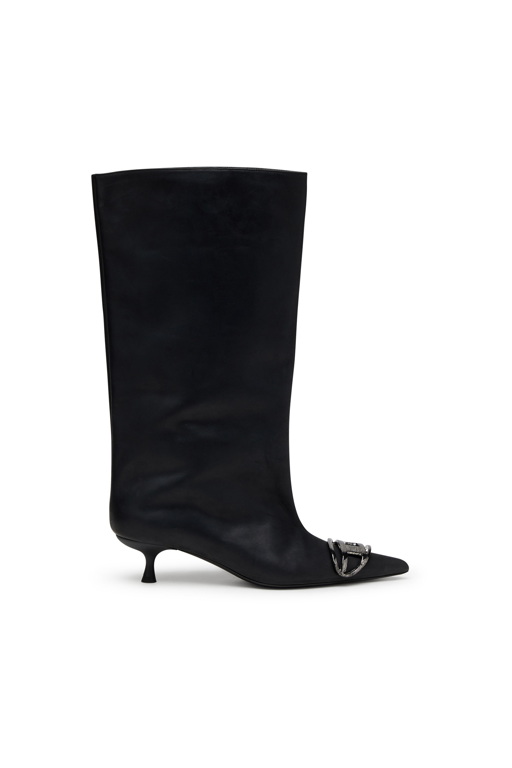 Diesel - D-VENUS 40 KB TUBE, Bottes hauteur genou en cuir huilé Femme in Noir - 1