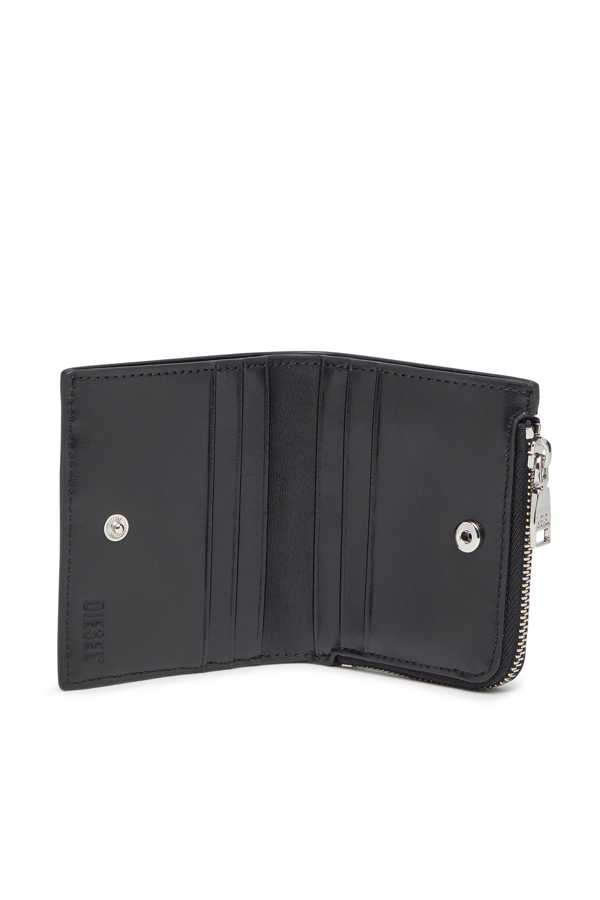 Diesel - PLAY BI FOLD ZIP L, Portefeuille à rabat en PU brillant Femme in Noir - 3