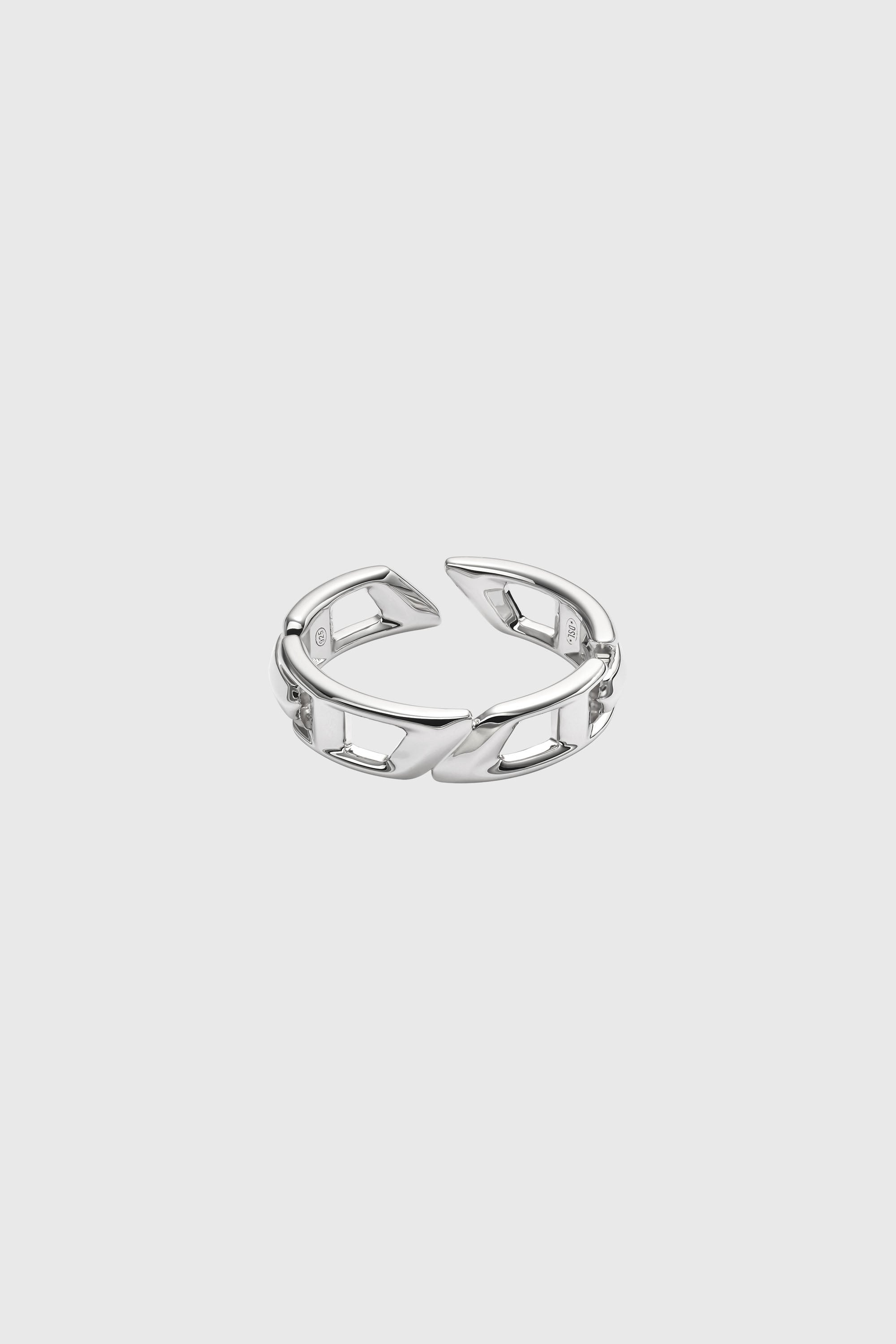 Diesel - DL1349040 STERLING SILVER JEWEL, Bague bande en argent sterling avec logo D Mixte in Gris argent&eacute; - 2
