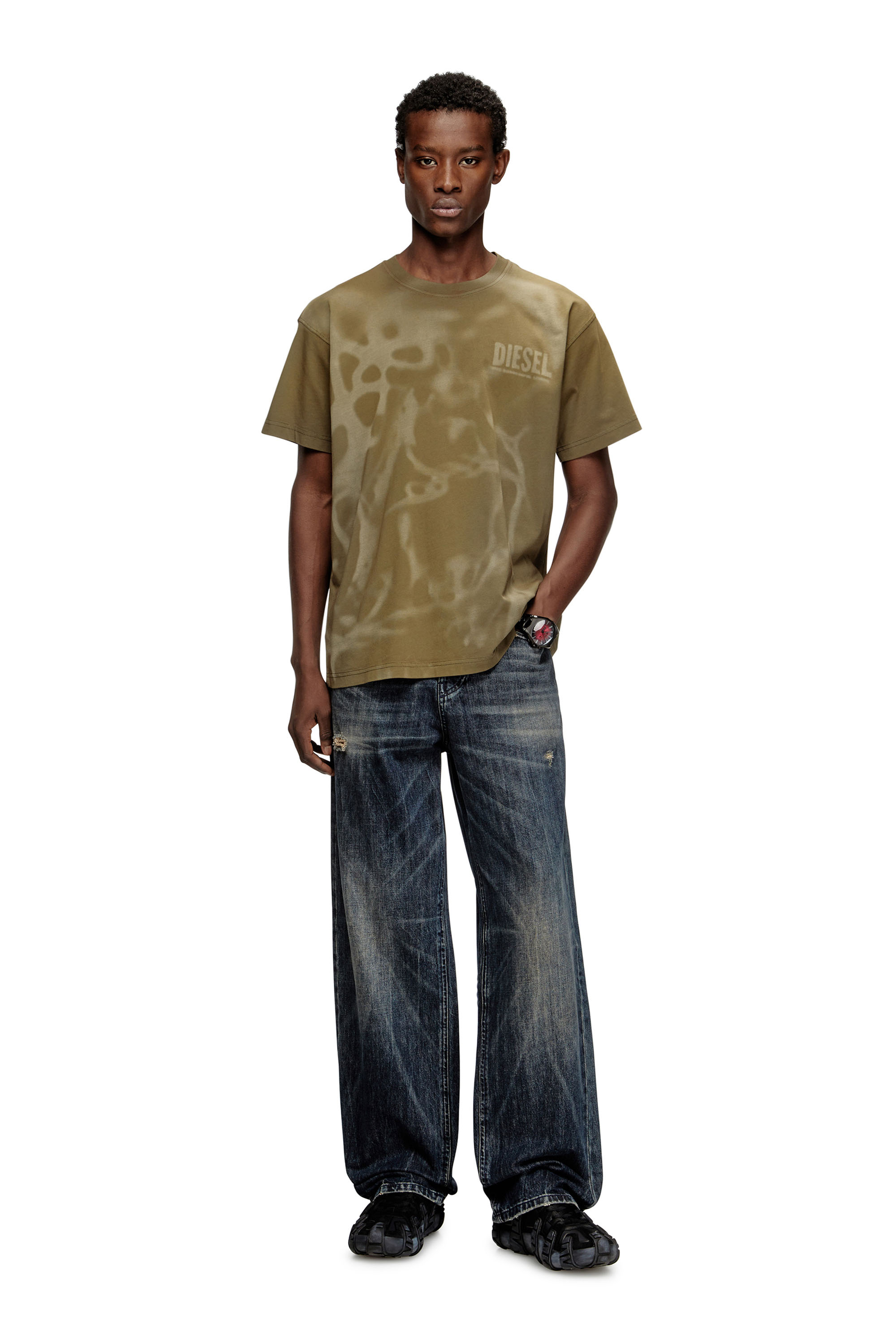 Diesel - T-NORM-V7, T-shirt en coton avec impression laser Homme in Beige - 2