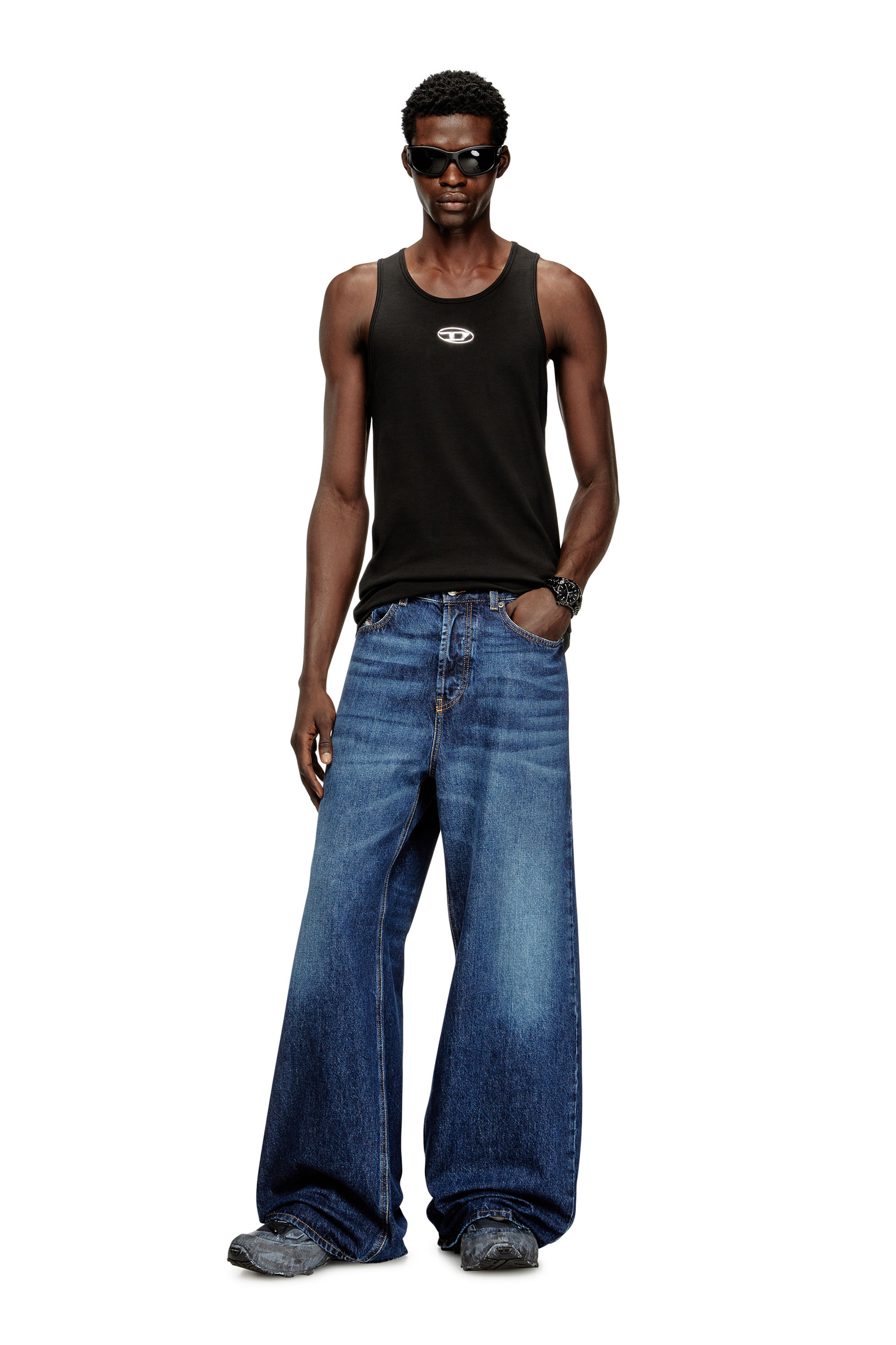 Diesel - T-LIFTY-IOD, Débardeur en coton avec logo Homme in Noir - 1