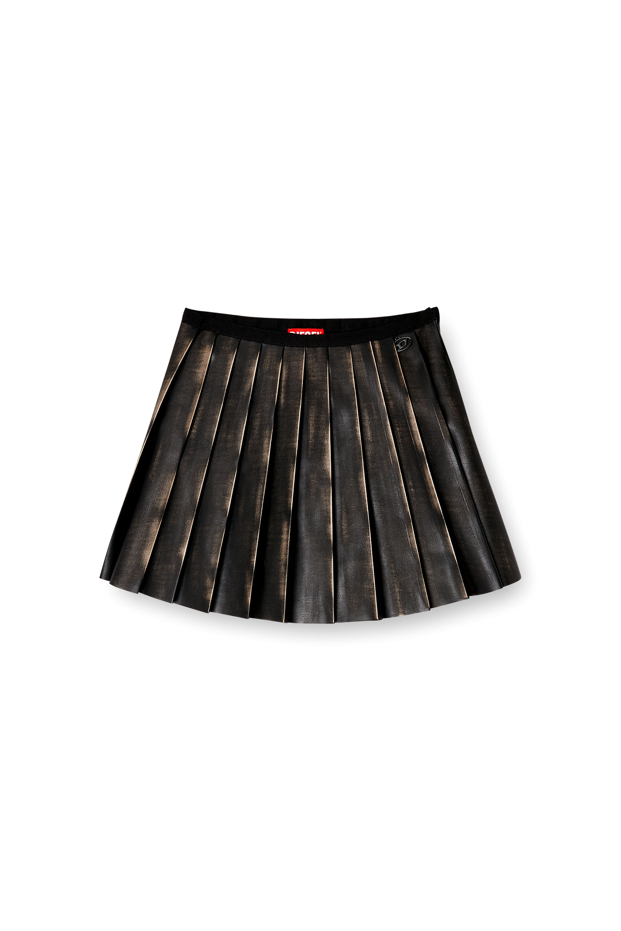 Diesel - O-SAKA-MINI, Minijupe pliss&eacute;e avec effet us&eacute; Femme in Marron - 2