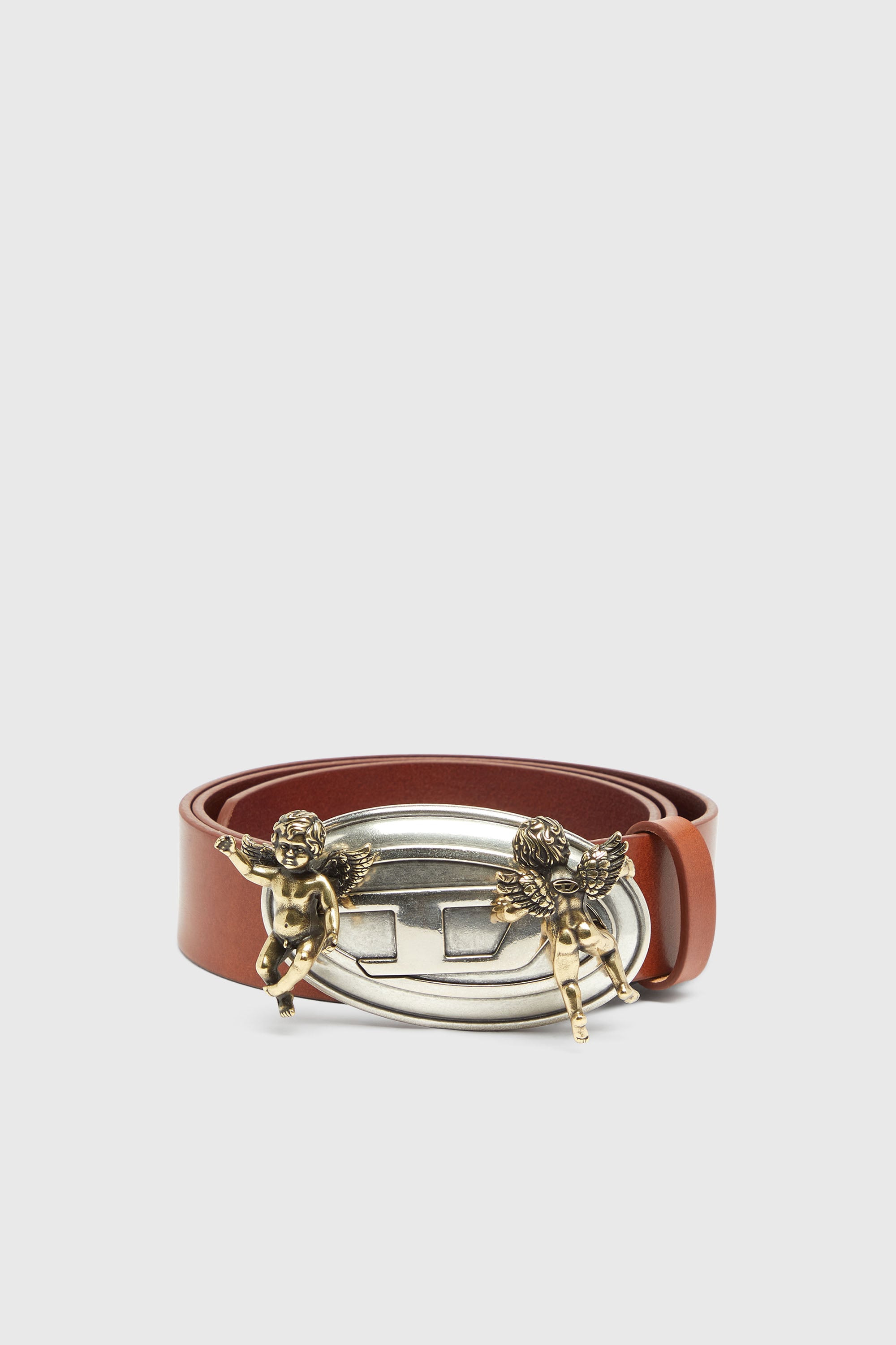 Diesel - B-OVAL ANGELS 35, Ceinture 3,5 cm en cuir avec boucle Oval D ch&eacute;rubin Femme in Marron - 1