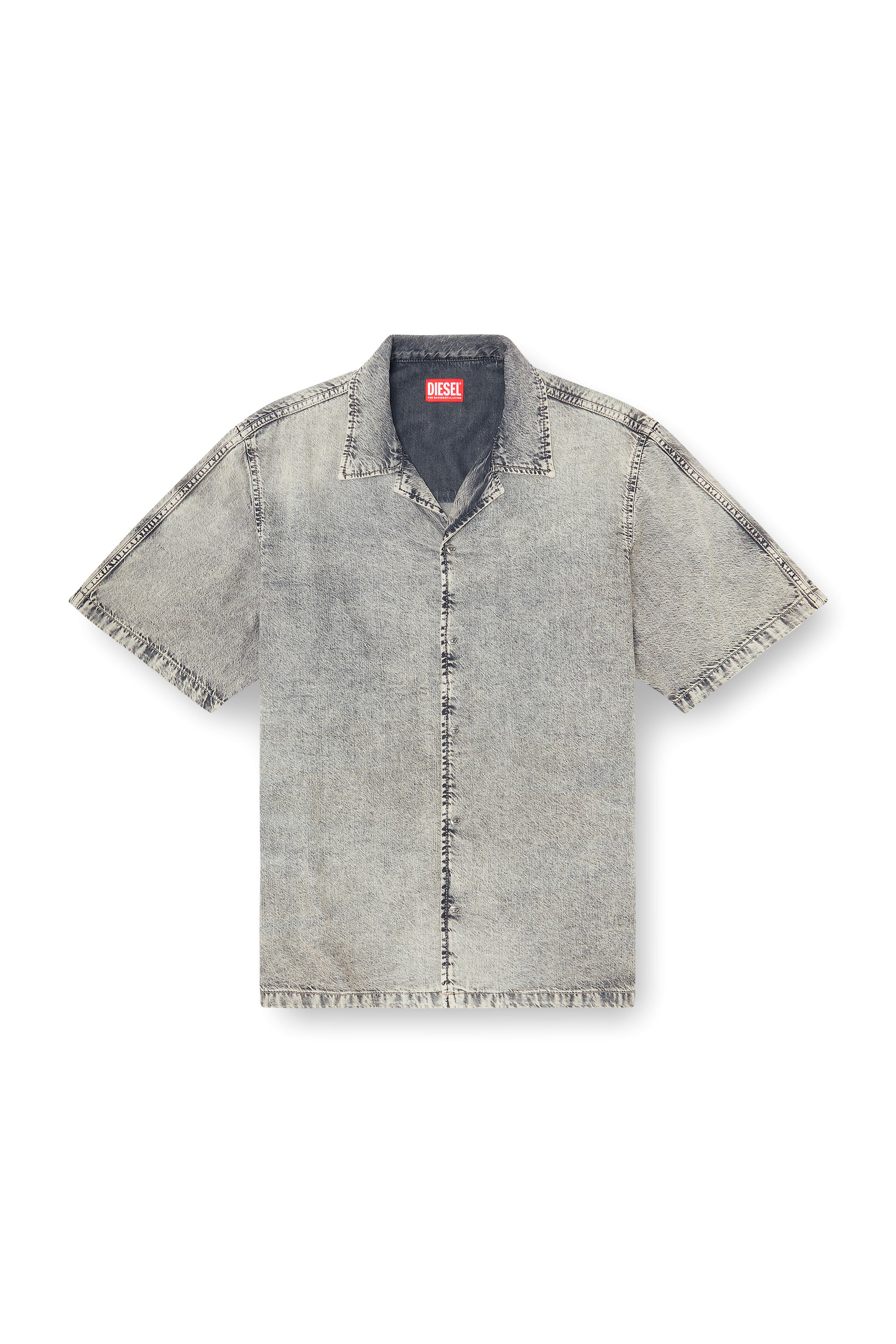 Diesel - D-NABIL-S8, Chemise &agrave; manches courtes en denim trait&eacute; fluide Homme in Gris - 3