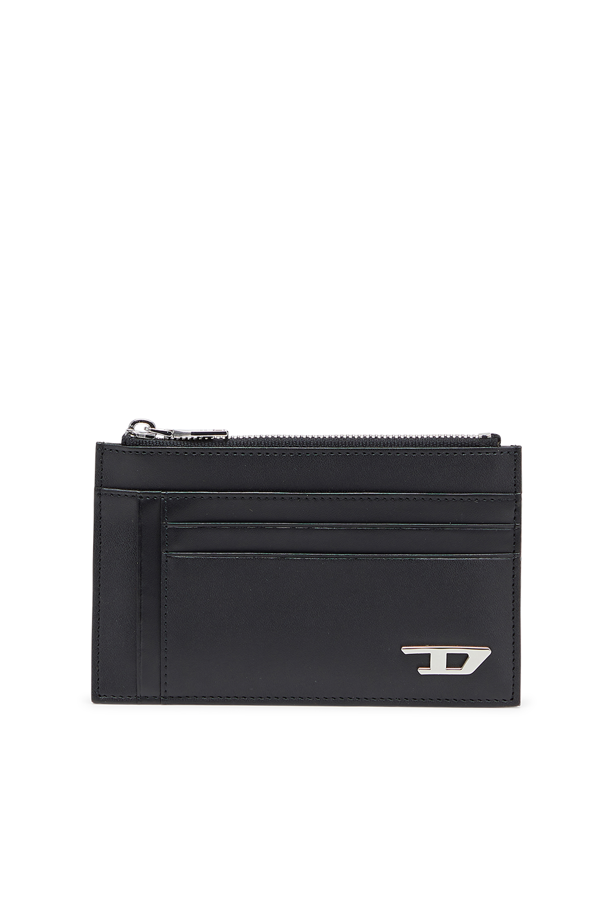 Diesel - D-LOGO 2.0 CARD CASE VI, Porte-cartes en cuir avec poche zipp&eacute;e Homme in Noir - 1