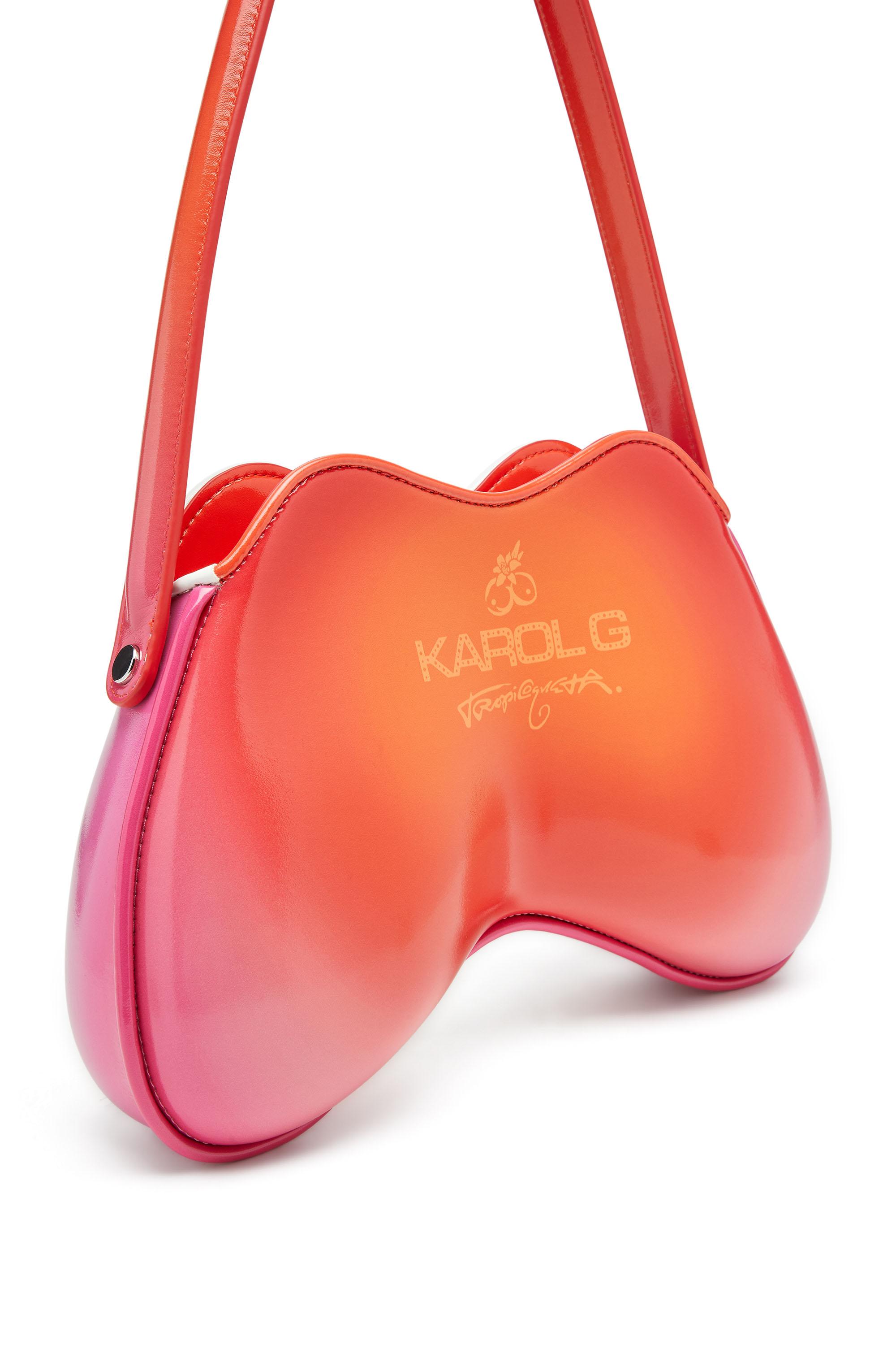 Diesel - K.G. DOUBLE-D SHOULDER, Double-D-Sac à bandoulière brillant avec imprimé lotus Femme in Blanc - 5