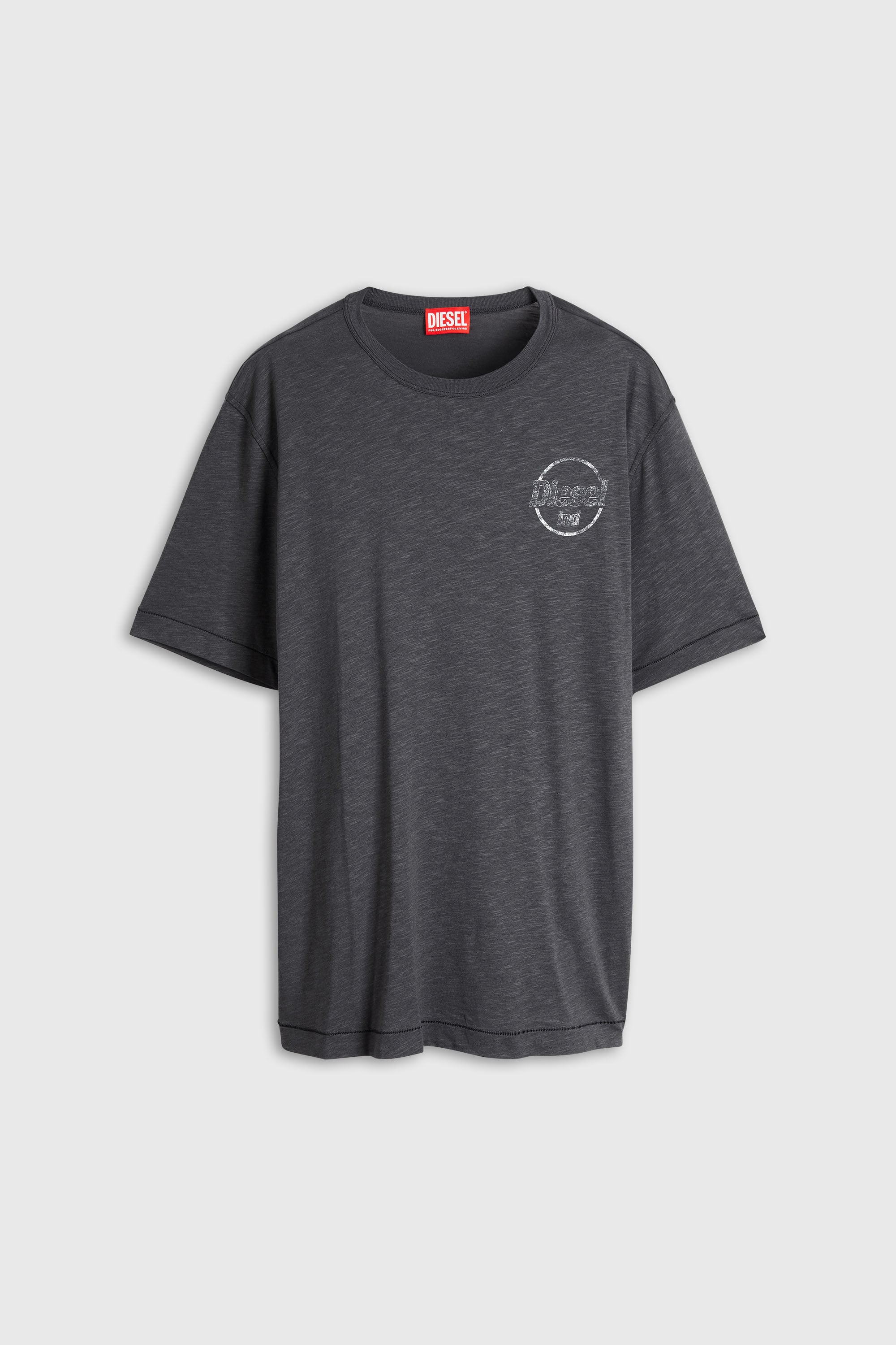 Diesel - T-ADJUST-B11, T-shirt en jersey flamm&eacute; avec imprim&eacute; craquel&eacute; Homme in Gris - 2