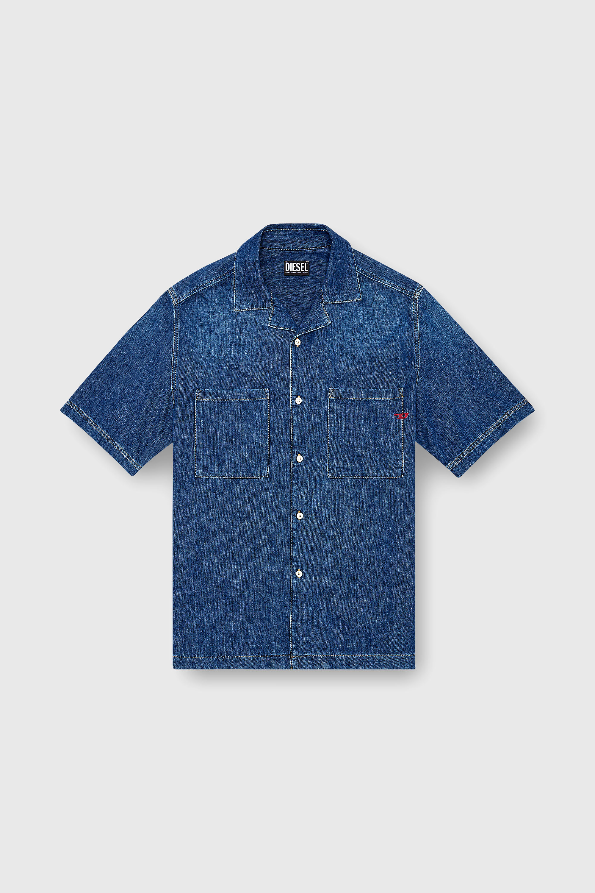 Diesel - D-PAROSHORT, Chemise bowling en denim Homme in Bleu - 2