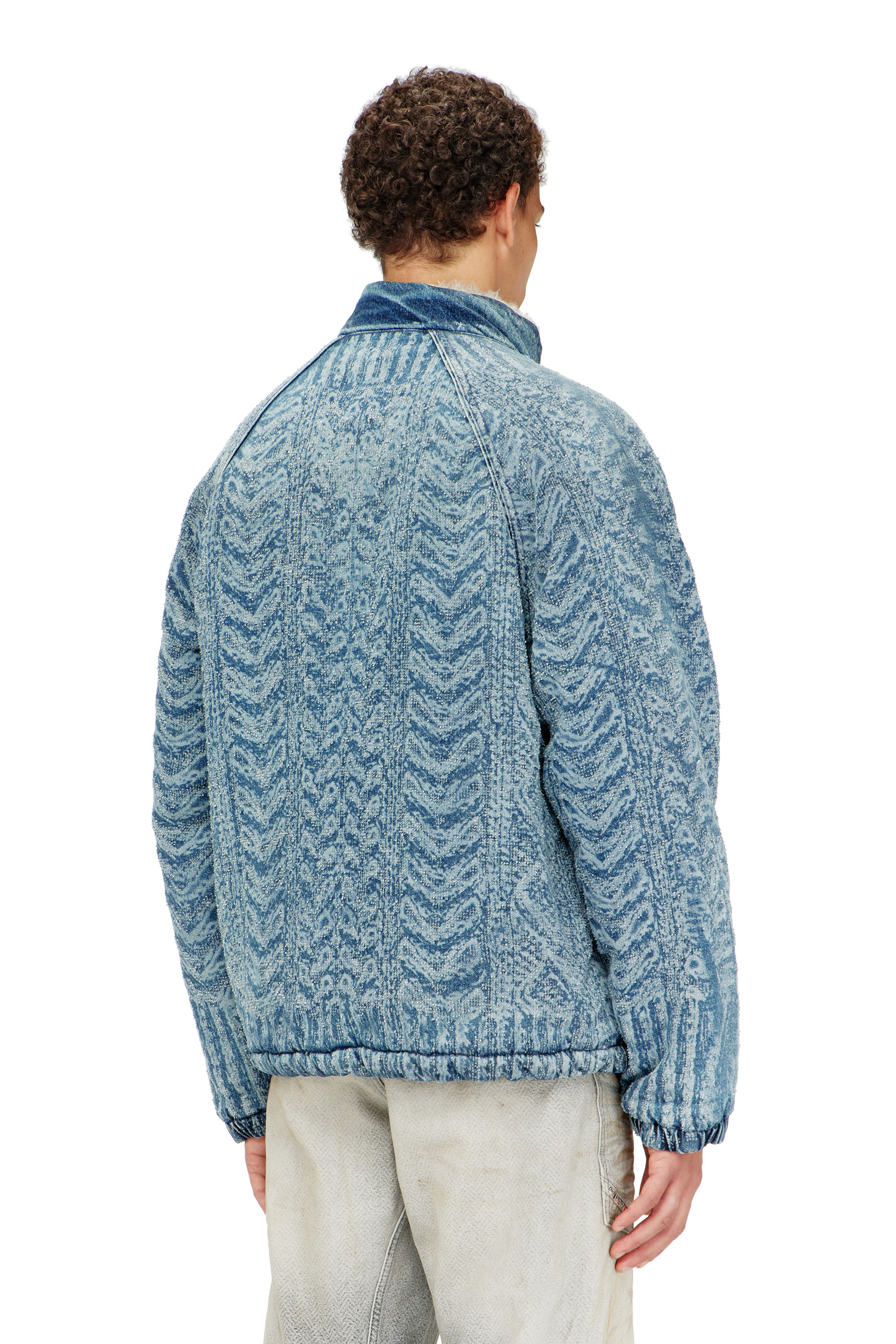 Diesel - D-KRAPS-S, Veste en denim effet maille torsad&eacute;e Homme in Bleu - 4
