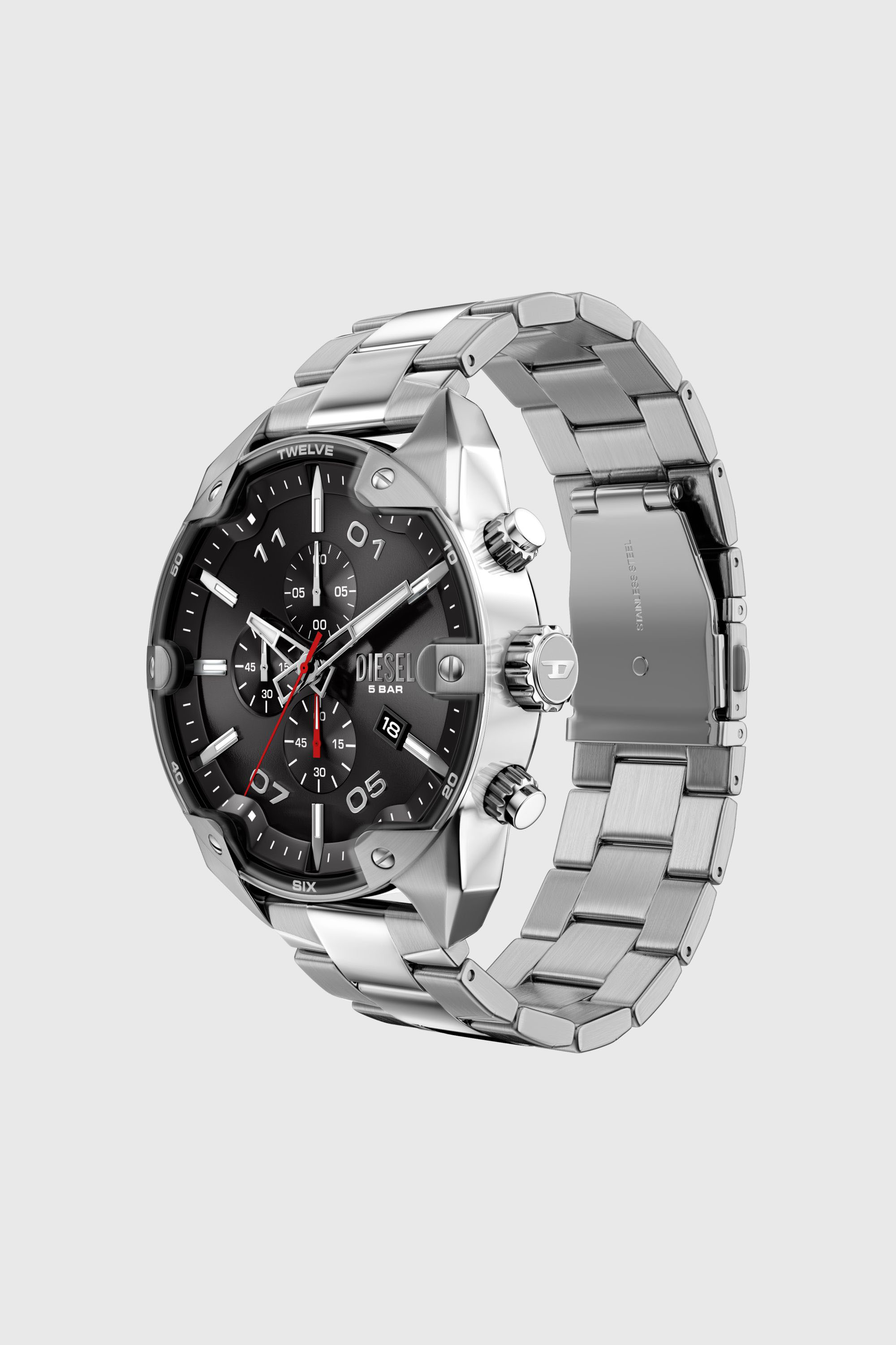 Diesel - DZ4709 WATCH, Montre Spiked en acier inoxydable Homme in Gris argent&eacute; - 7