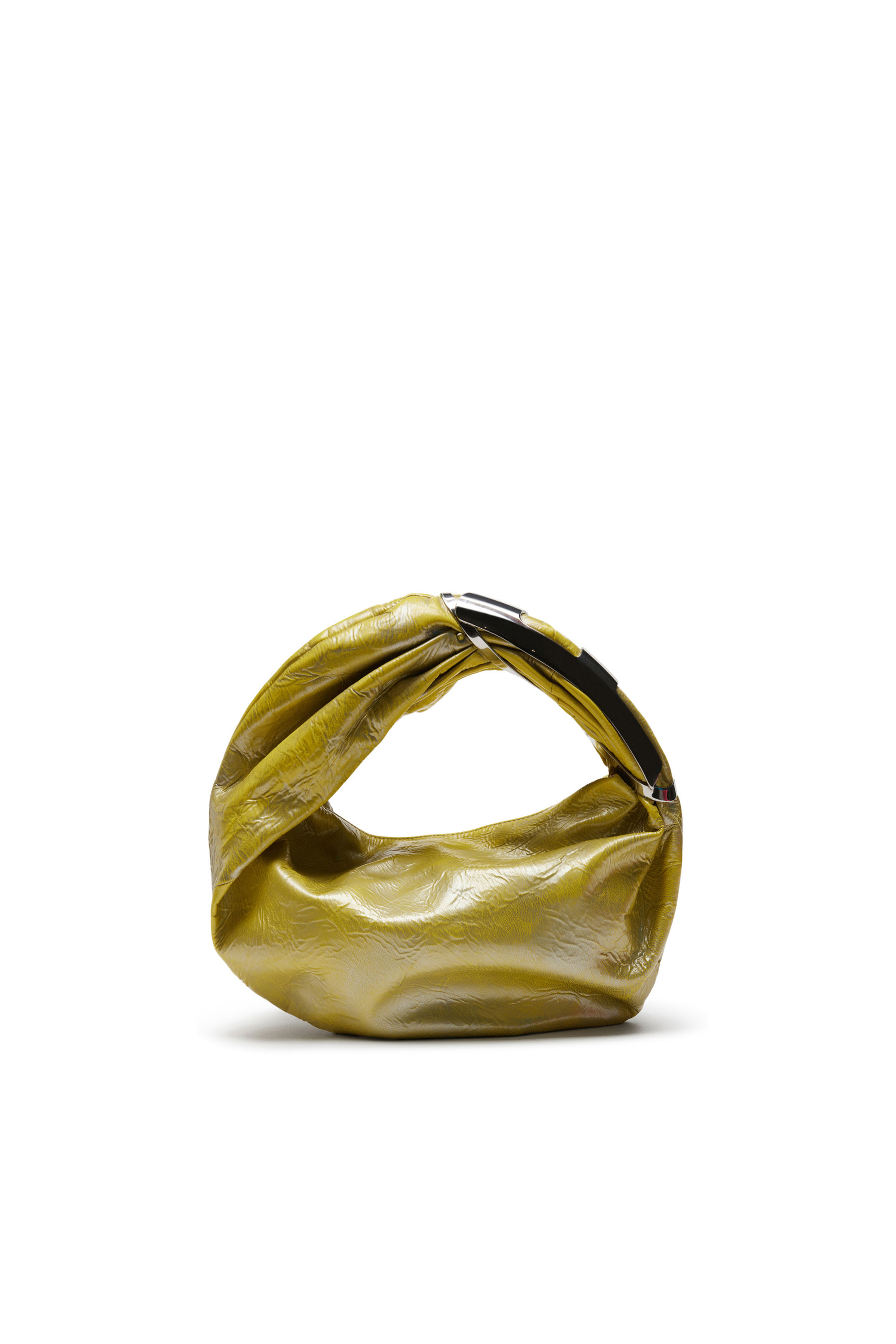 Diesel - GRAB-D HOBO S, Woman Grab-D S-Hobo bag in metallic leather in Yellow - Image 2