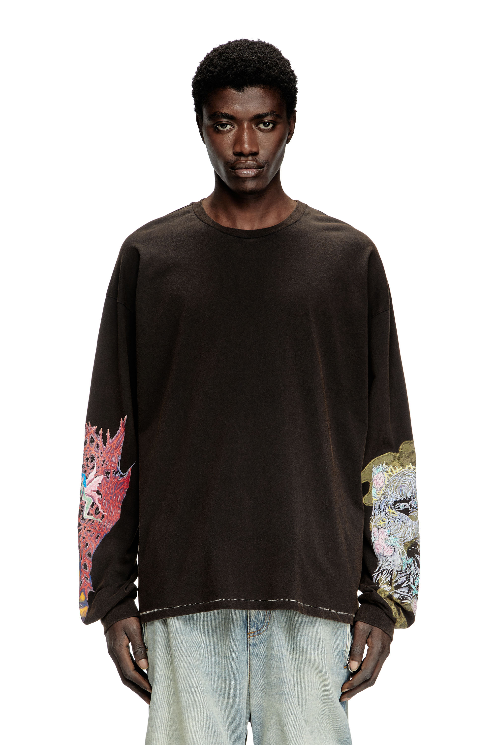 Diesel - T-BOXT-LS-R4, T-shirt à manches longues avec graphismes imprimés Homme in ToBeDefined - 1