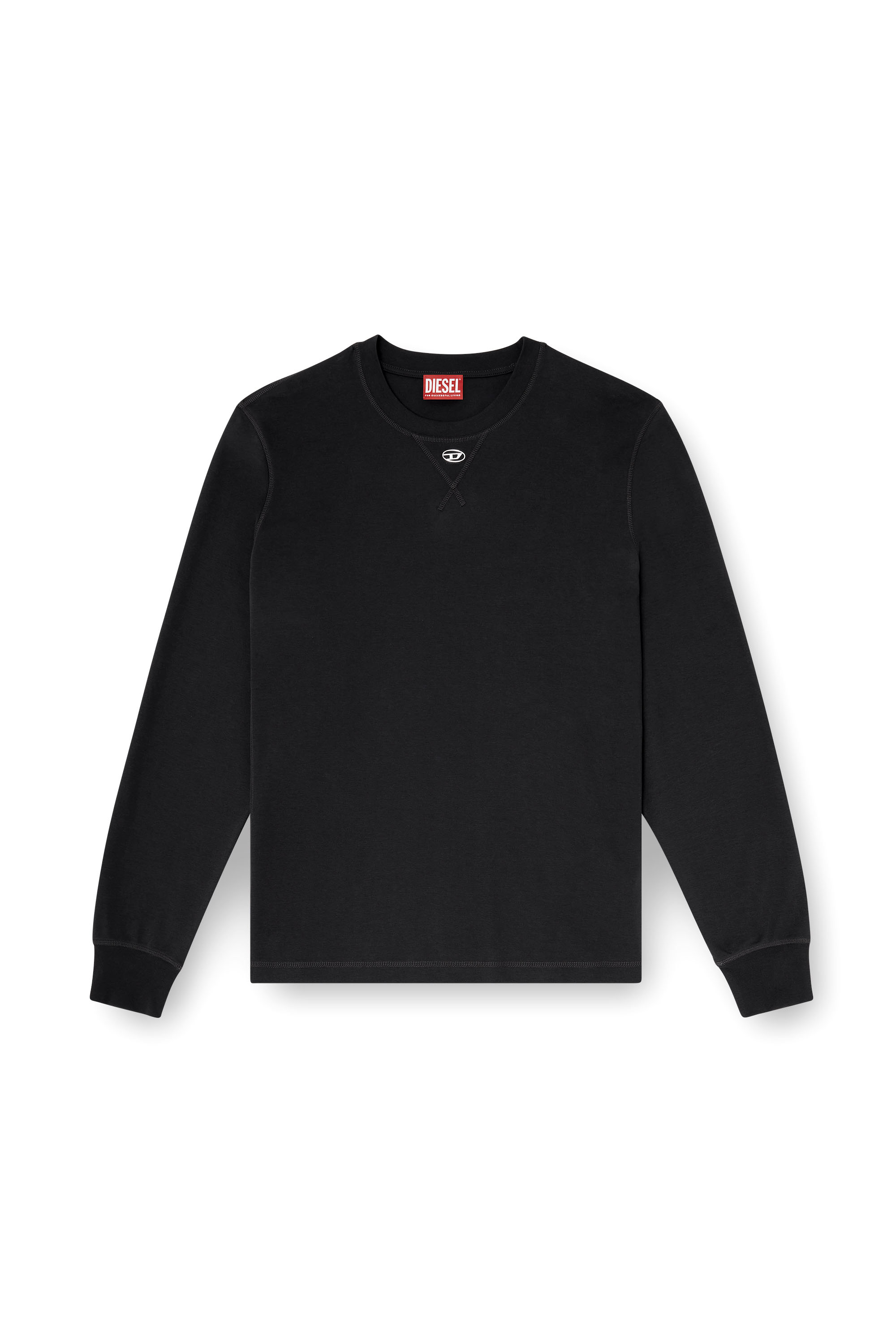 Diesel - T-MADJUST-LS-TR, T-shirt &agrave; manches longues en coton avec Oval D Homme in Gris - 3