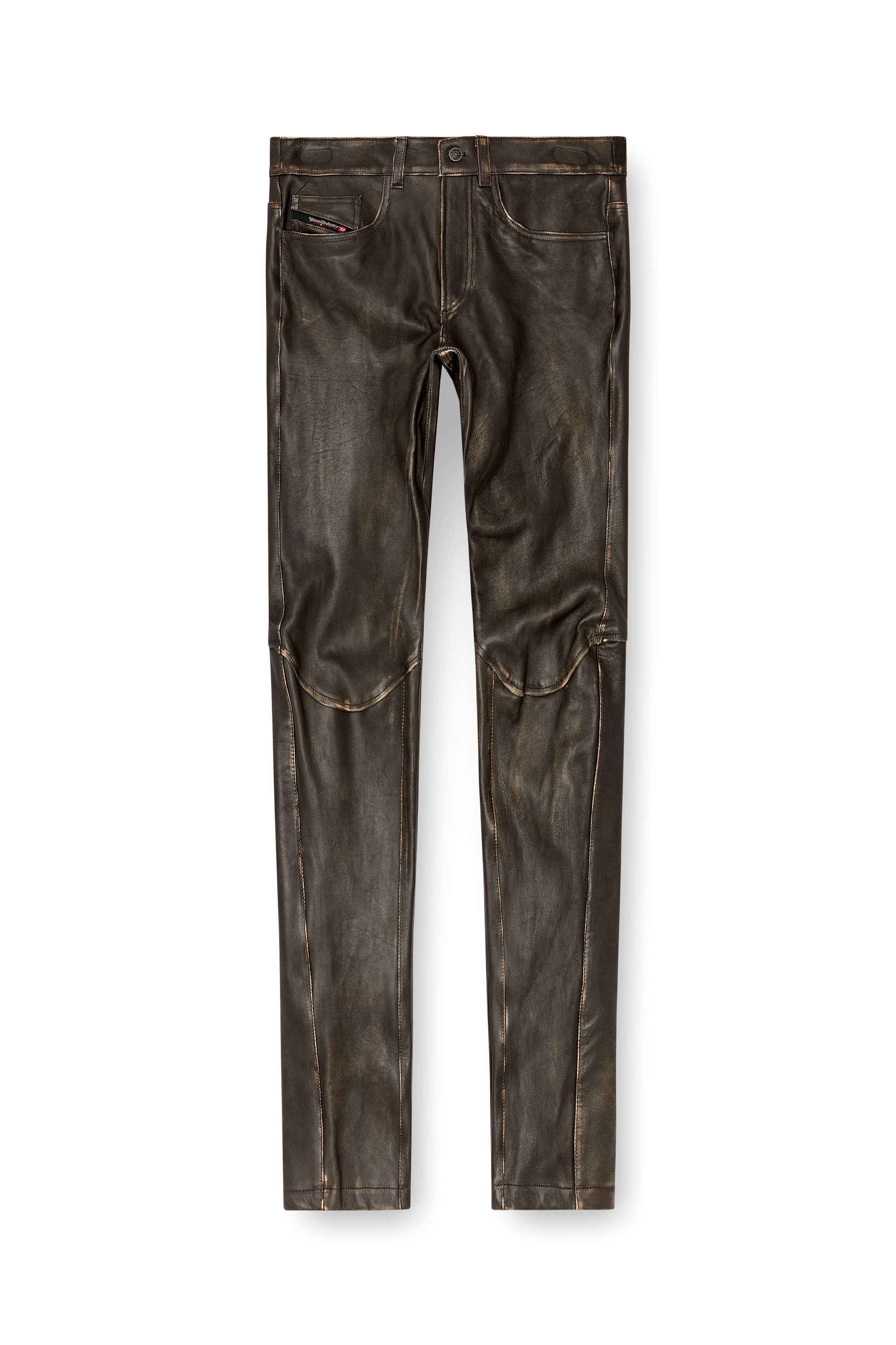 Diesel - P-NASH-LEAT, Pantalon en cuir vieilli Homme in Noir - 6