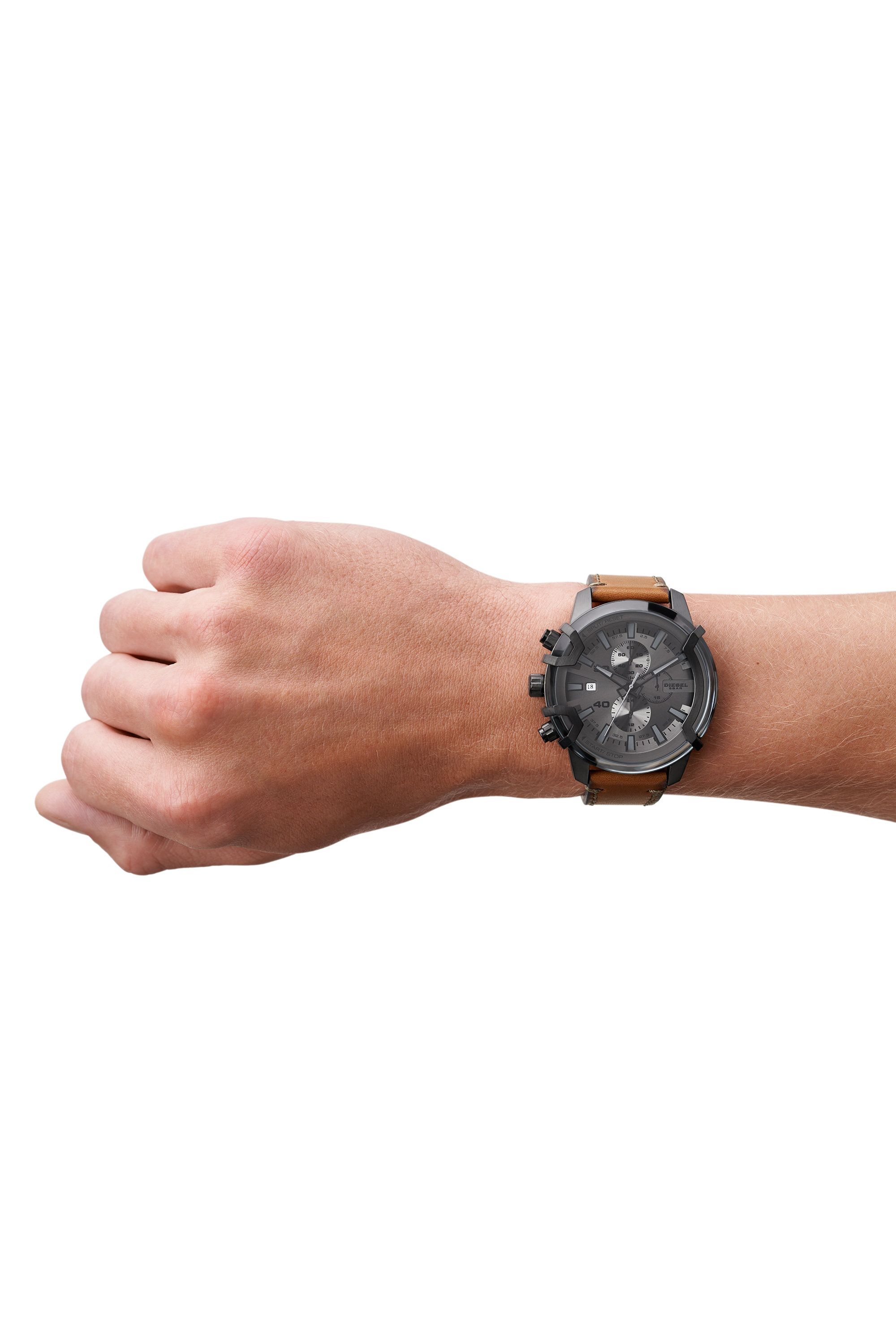 Diesel - DZ4569, Montre Griffed avec un bracelet en cuir marron Homme in Marron - 4