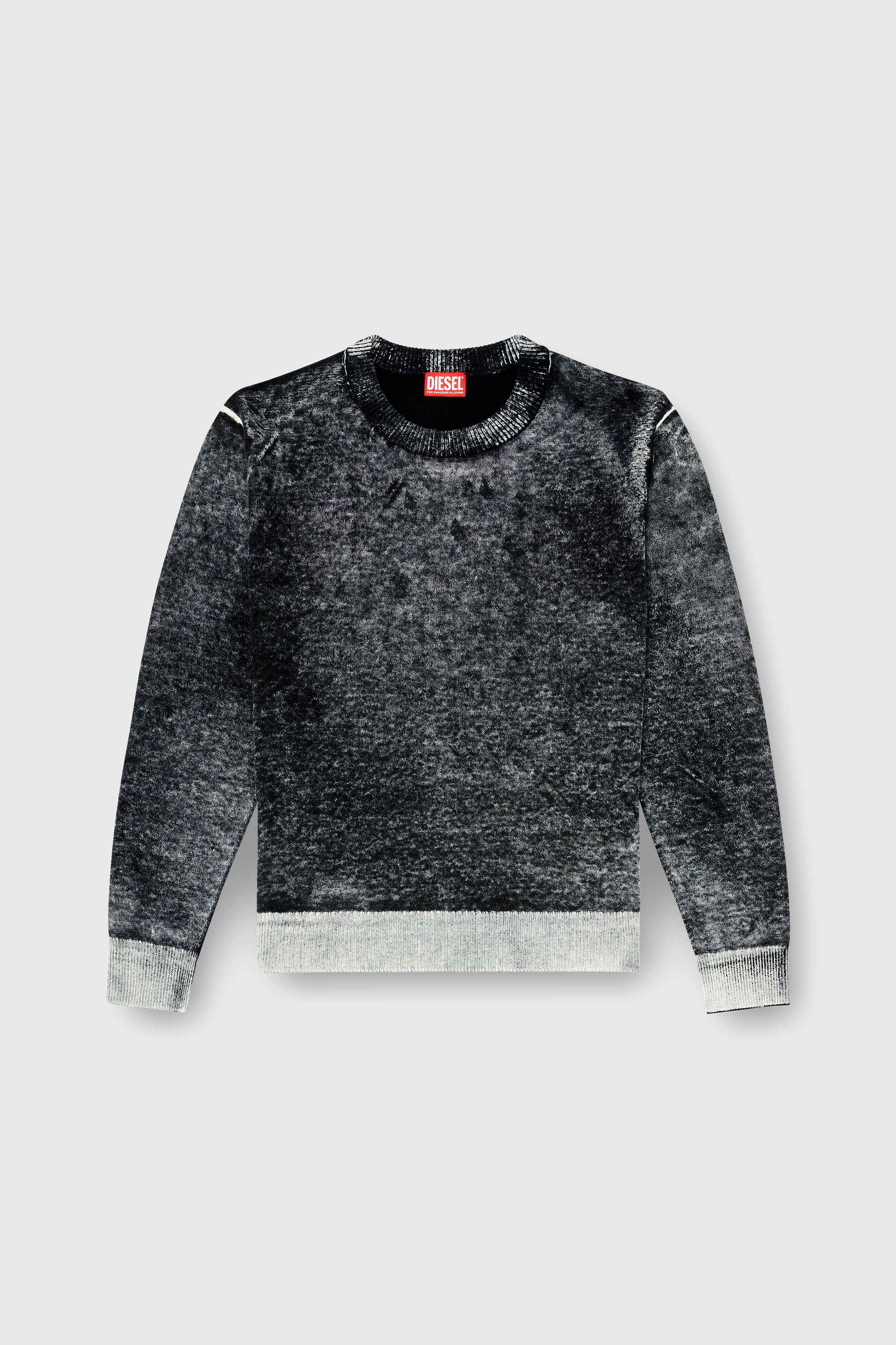 Diesel - K-LAURENT, Pull avec impression invers&eacute;e d&eacute;color&eacute;e Homme in Noir - 2