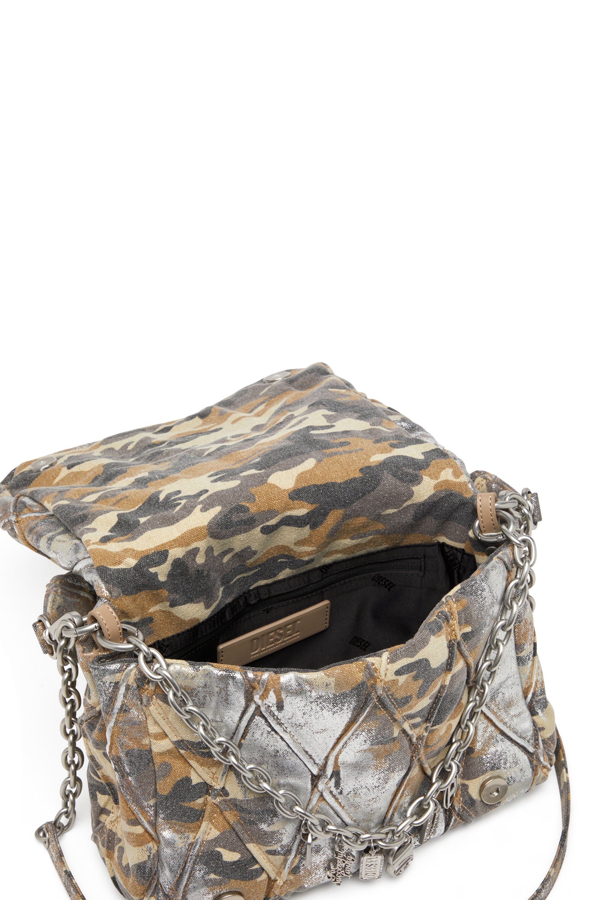 Diesel - CHARM-D SHOULDER M, Charm-D M-Sac à bandoulière en toile au motif camouflage métallisé Femme in Polychrome - 4