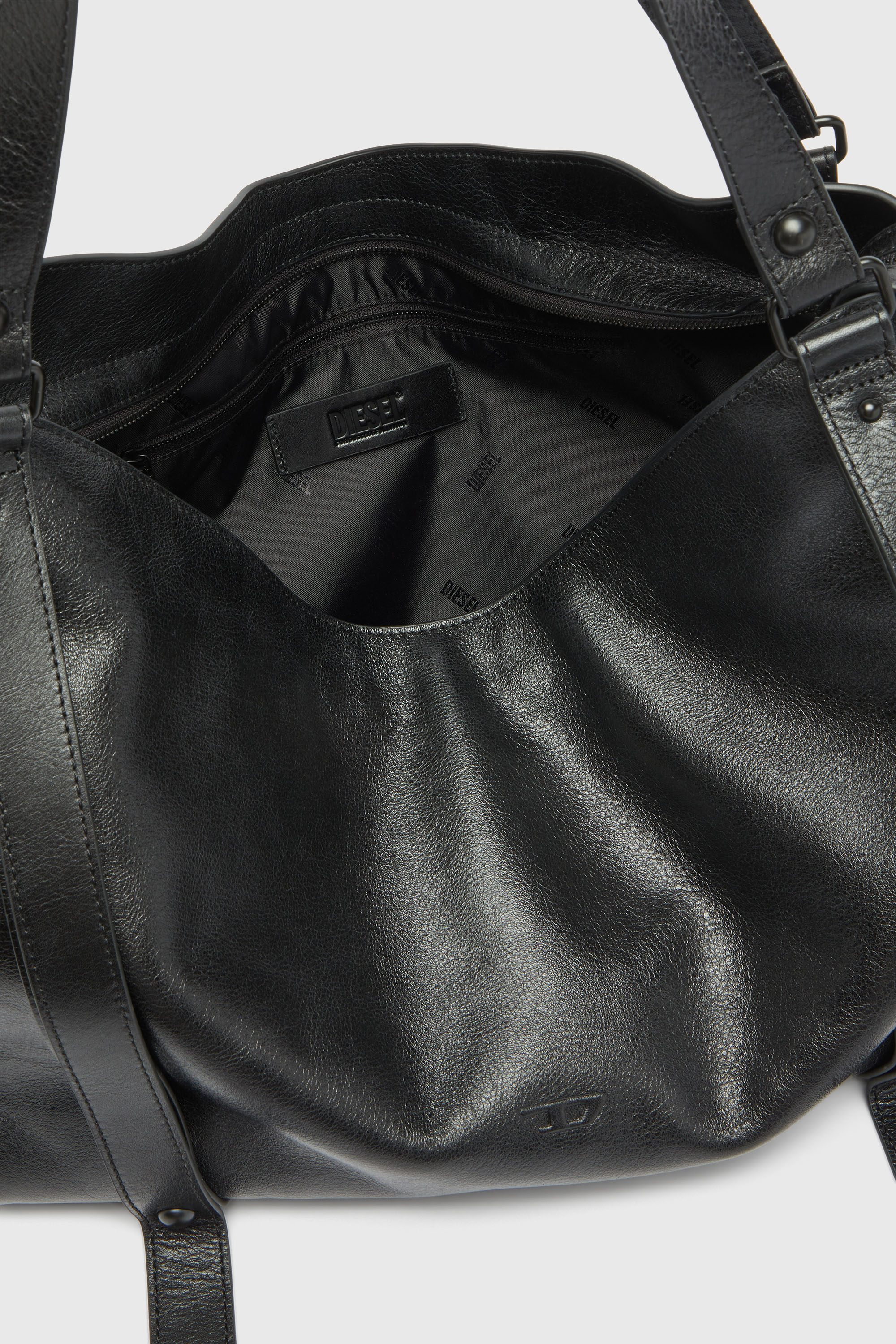 Diesel - D-ONE TOPHANDLE L, D-One-Sac large &agrave; poign&eacute;e sup&eacute;rieure en cuir Mixte in Noir - 4