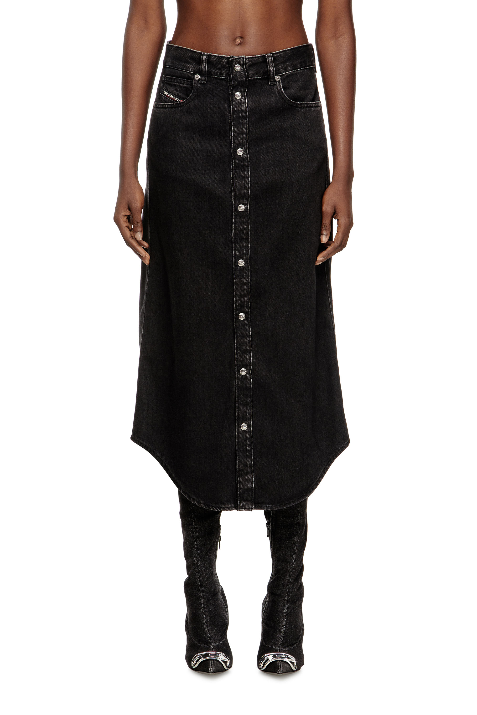 Diesel - DE-ARD-LONG, Jupe midi en denim Femme in Noir - 2