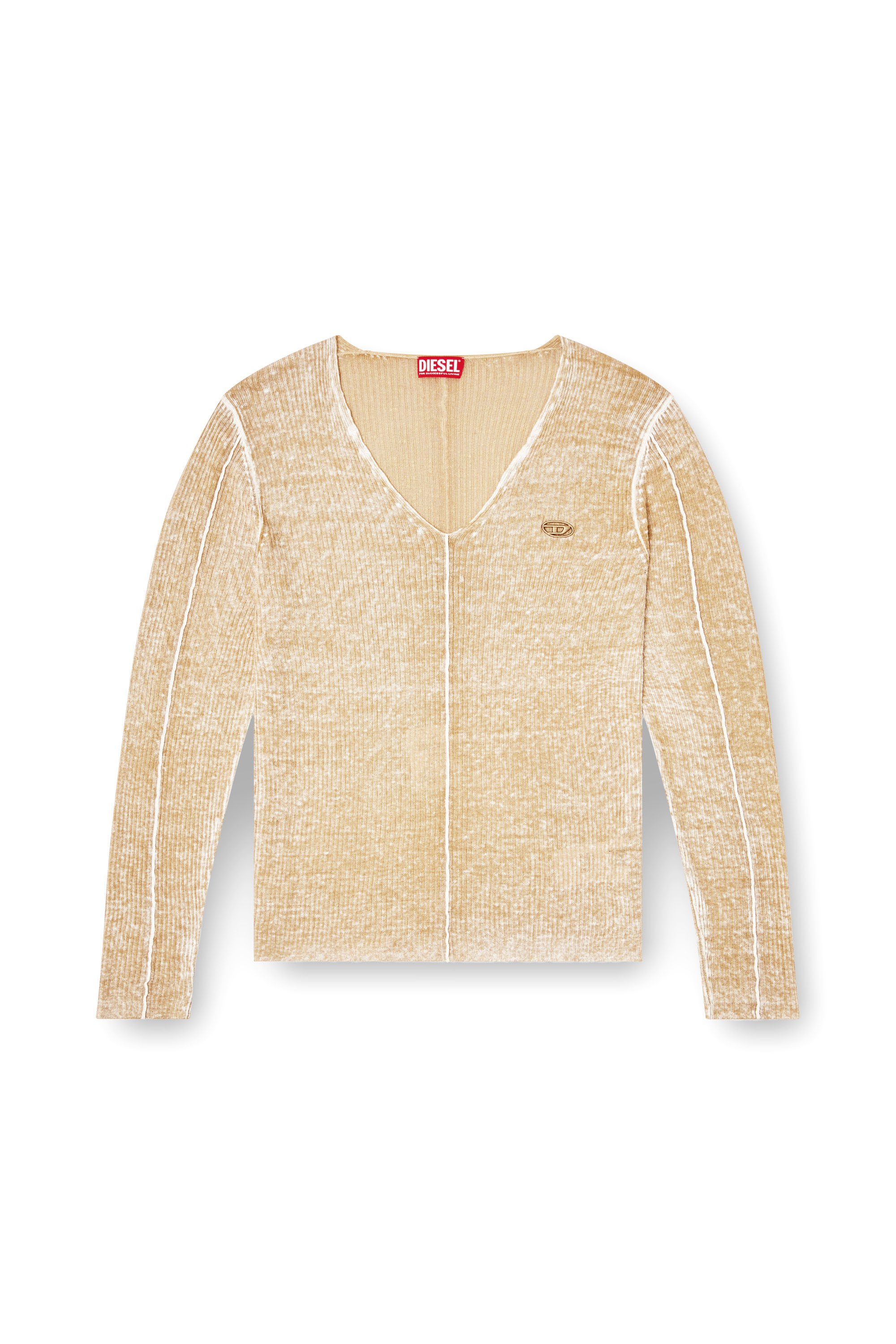 Diesel - K-ROBBEL, Pull à imprimé intérieur avec détail contrasté Homme in Beige - 2