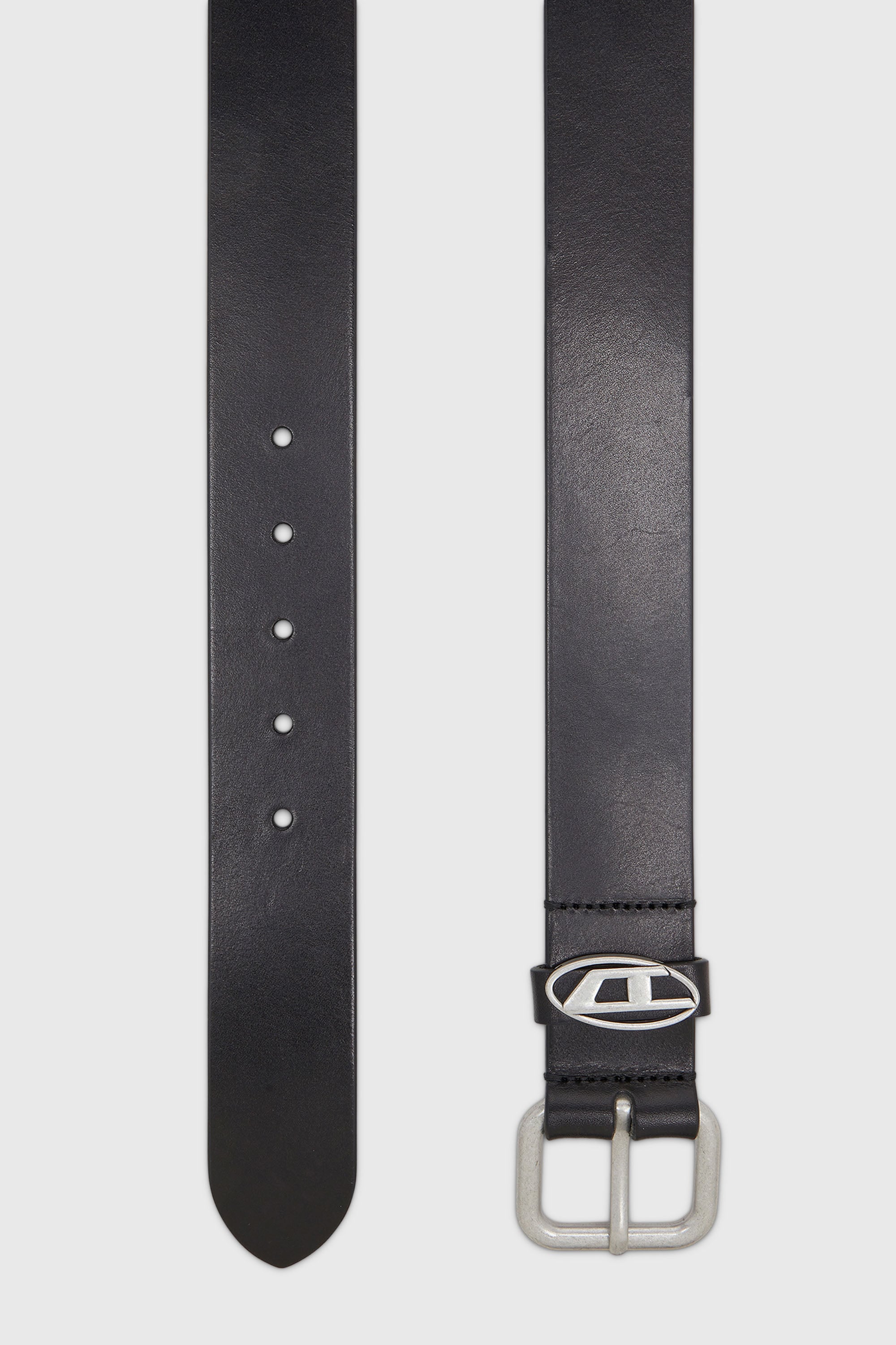 Diesel - B-1DR OVAL D LOOP, Ceinture 4 cm en cuir mat avec boucle m&eacute;tallique Mixte in Noir - 2