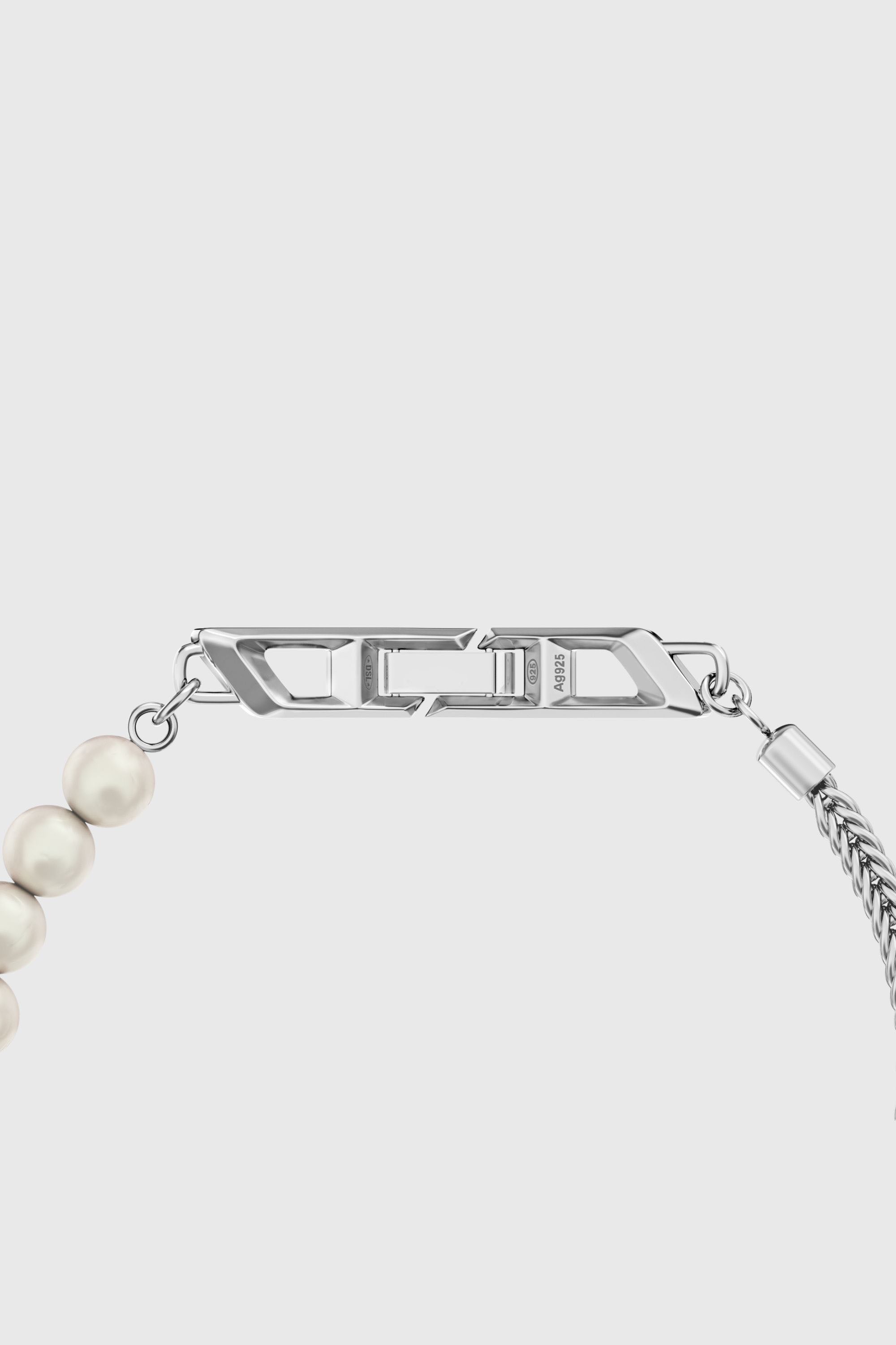 Diesel - DL1368040 STERLING SILVER JEWEL, Bracelet en argent sterling et perle Mixte in Gris argent&eacute; - 2