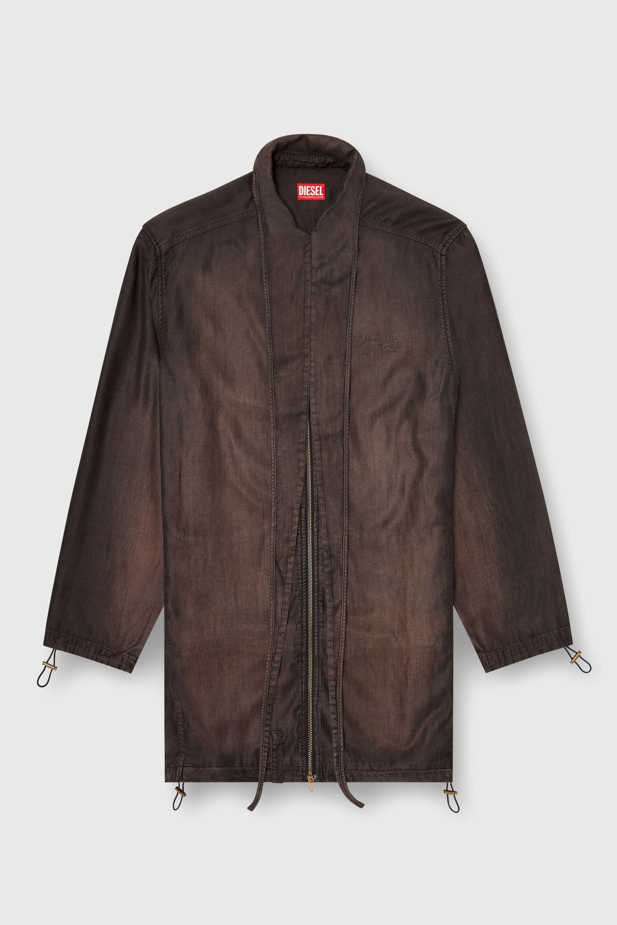 Diesel - DE-TROIT-S, Veste l&eacute;g&egrave;re en denim fluide enduit Femme in Marron - 2