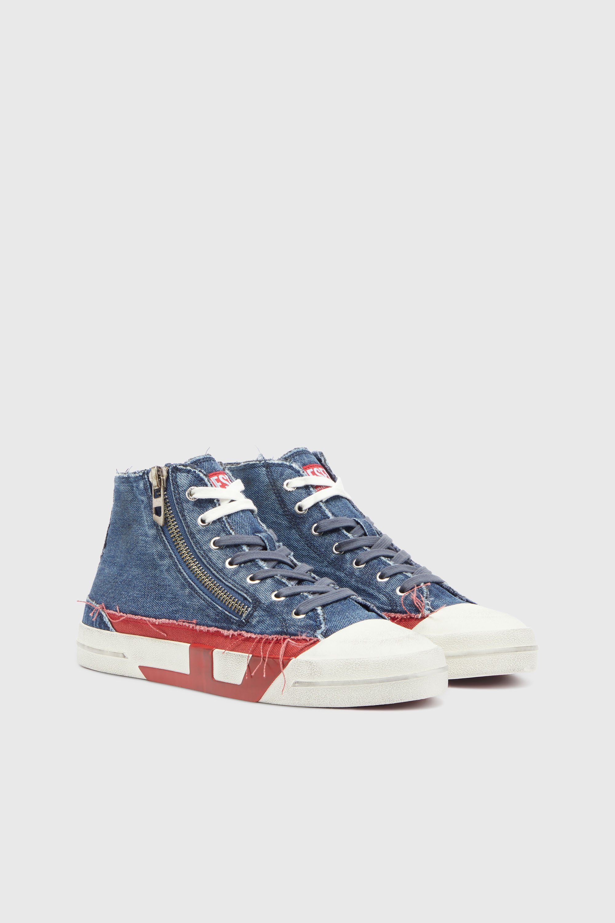 Diesel - S-D-VERSE ZIP MID II, S-D-Verse - Baskets en denim avec logo D Homme in Bleu - 2