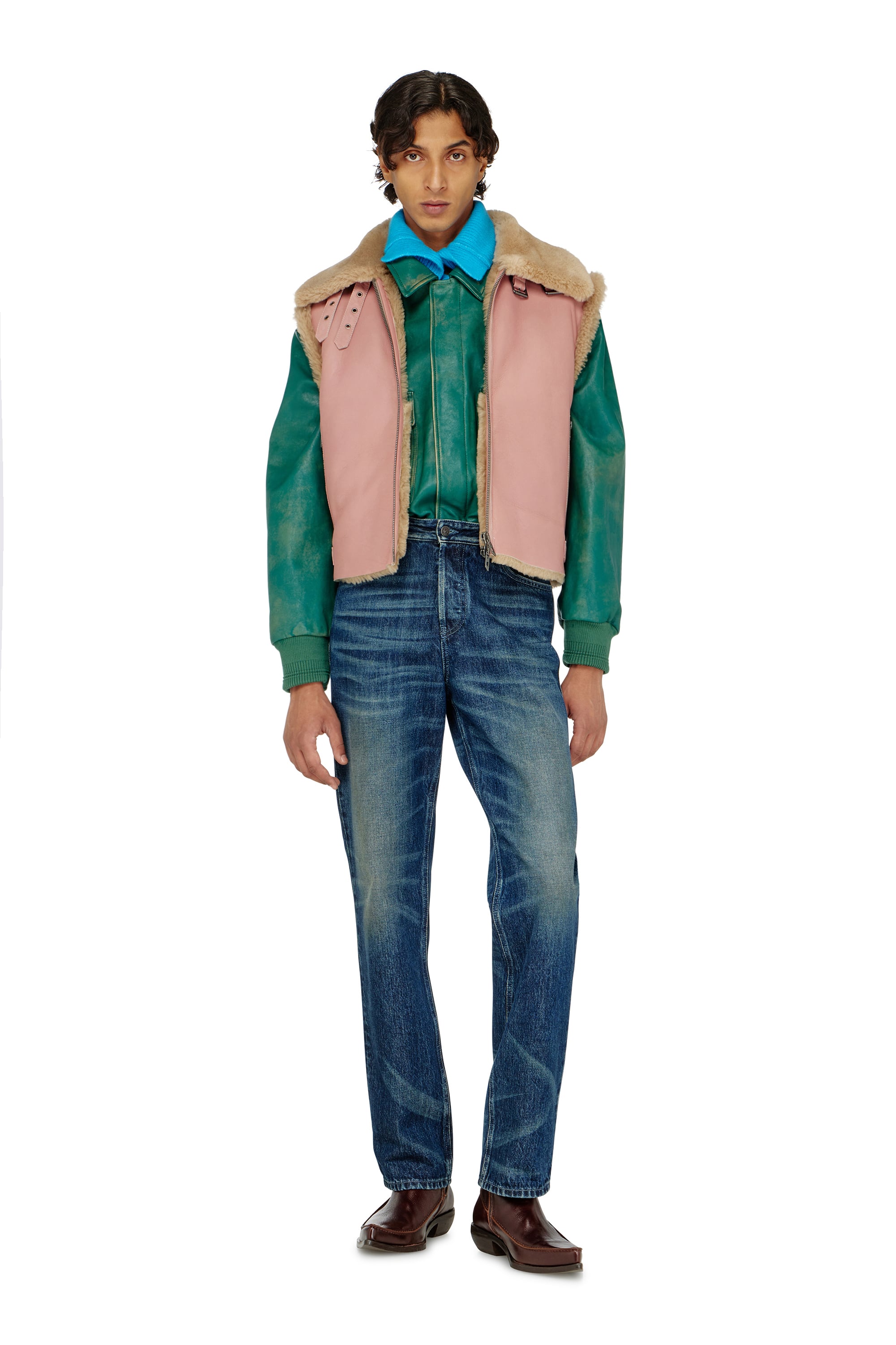 Diesel - L-HONT, Gilet en cuir shearling Homme in Rose - 2