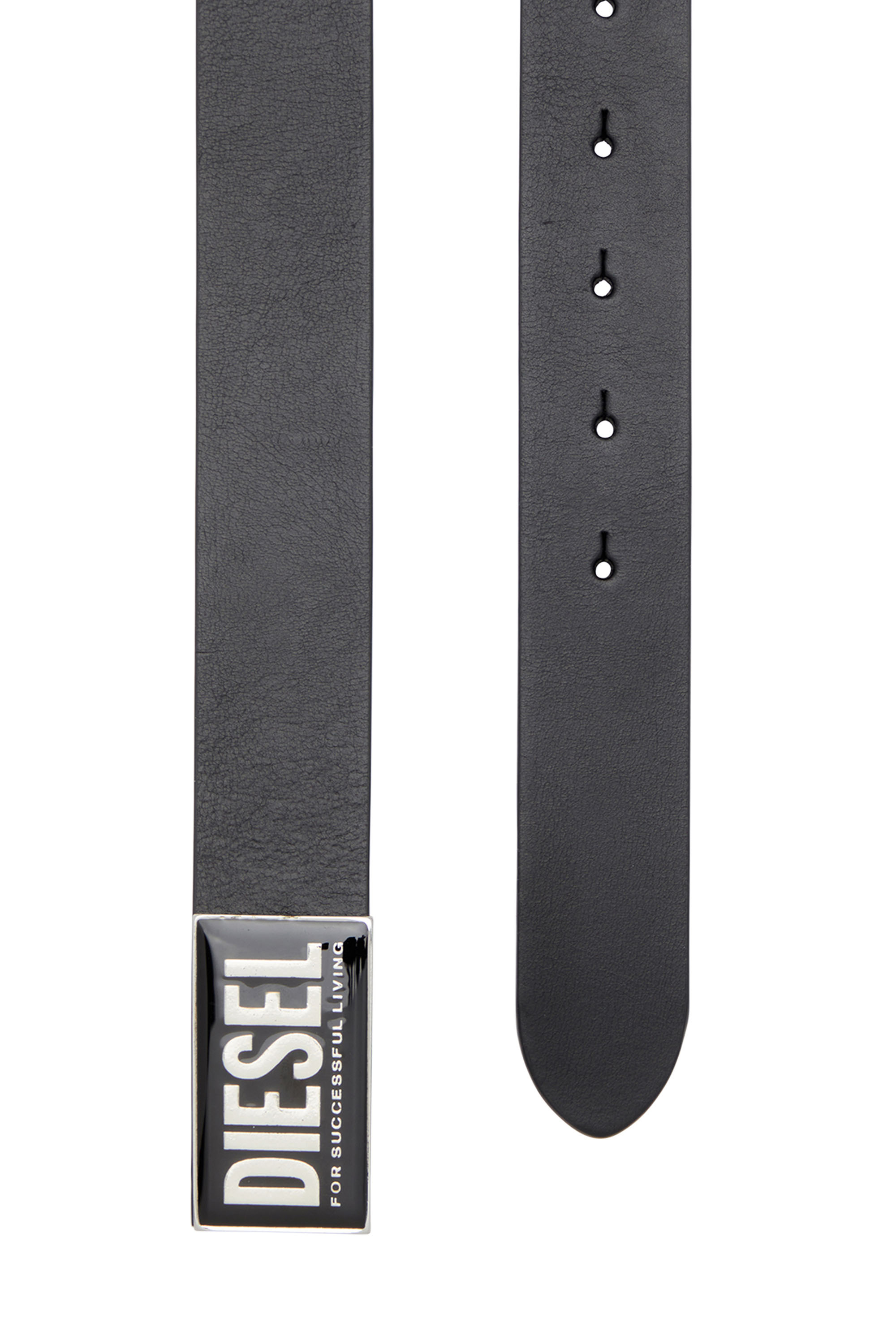 Diesel - B-GLOSSY II, Ceinture en cuir avec boucle à logo glossy Homme in Noir - 2