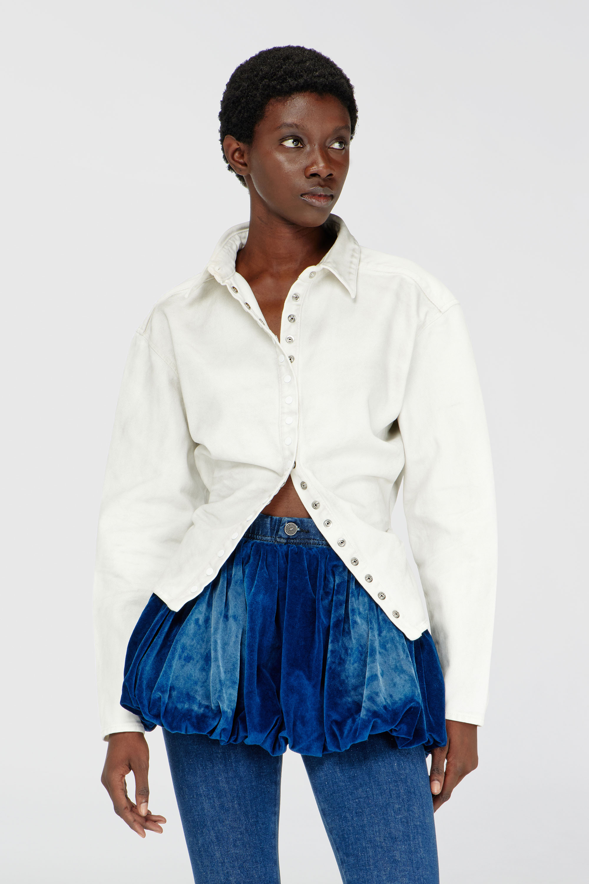 Diesel - DE-PLAZY-FSJ1, Chemise ajust&eacute;e en denim Femme in Blanc - 1