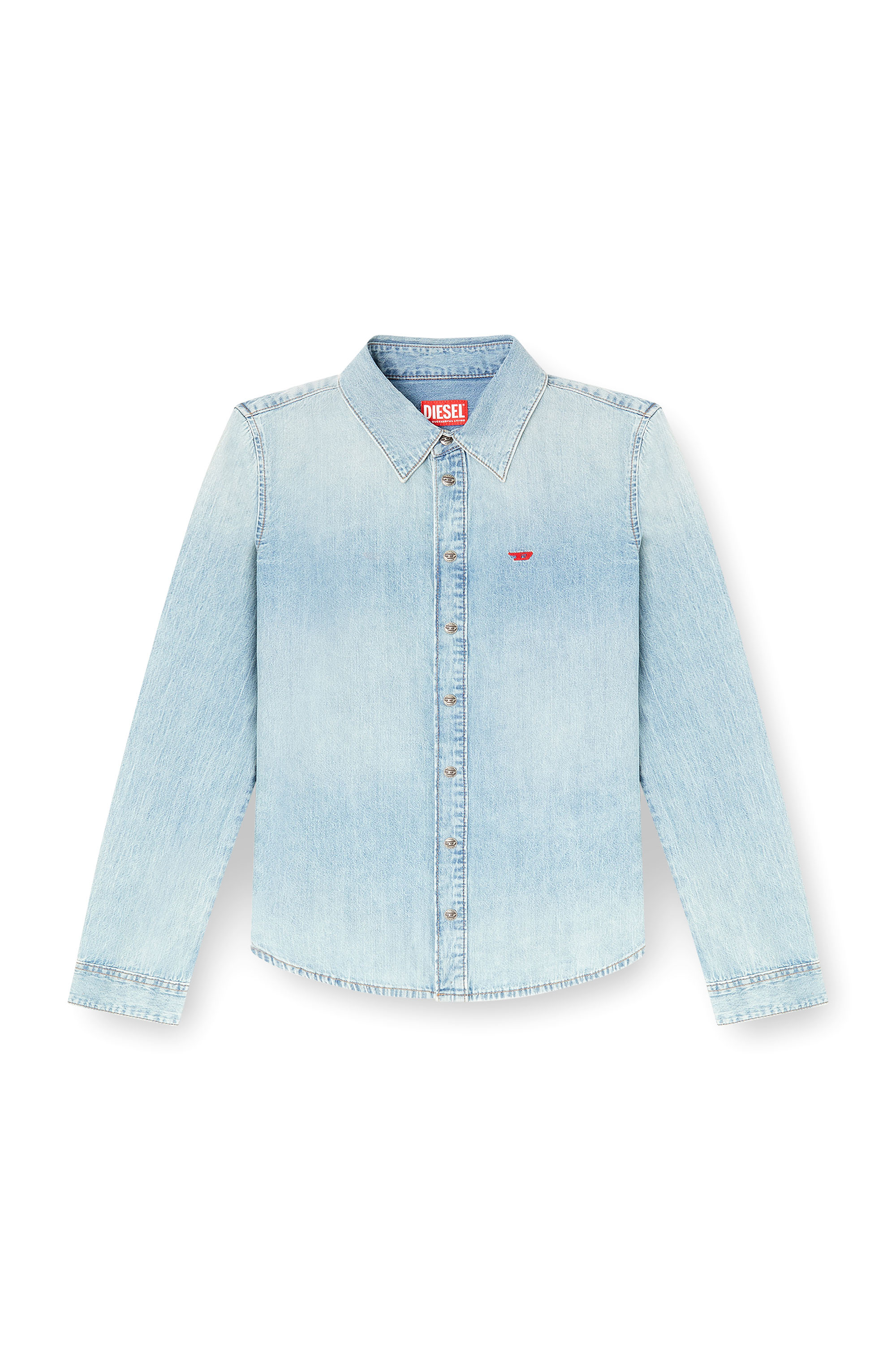 Diesel - DE-EAZY, Chemise en denim avec logo brodé Femme in Bleu - 3