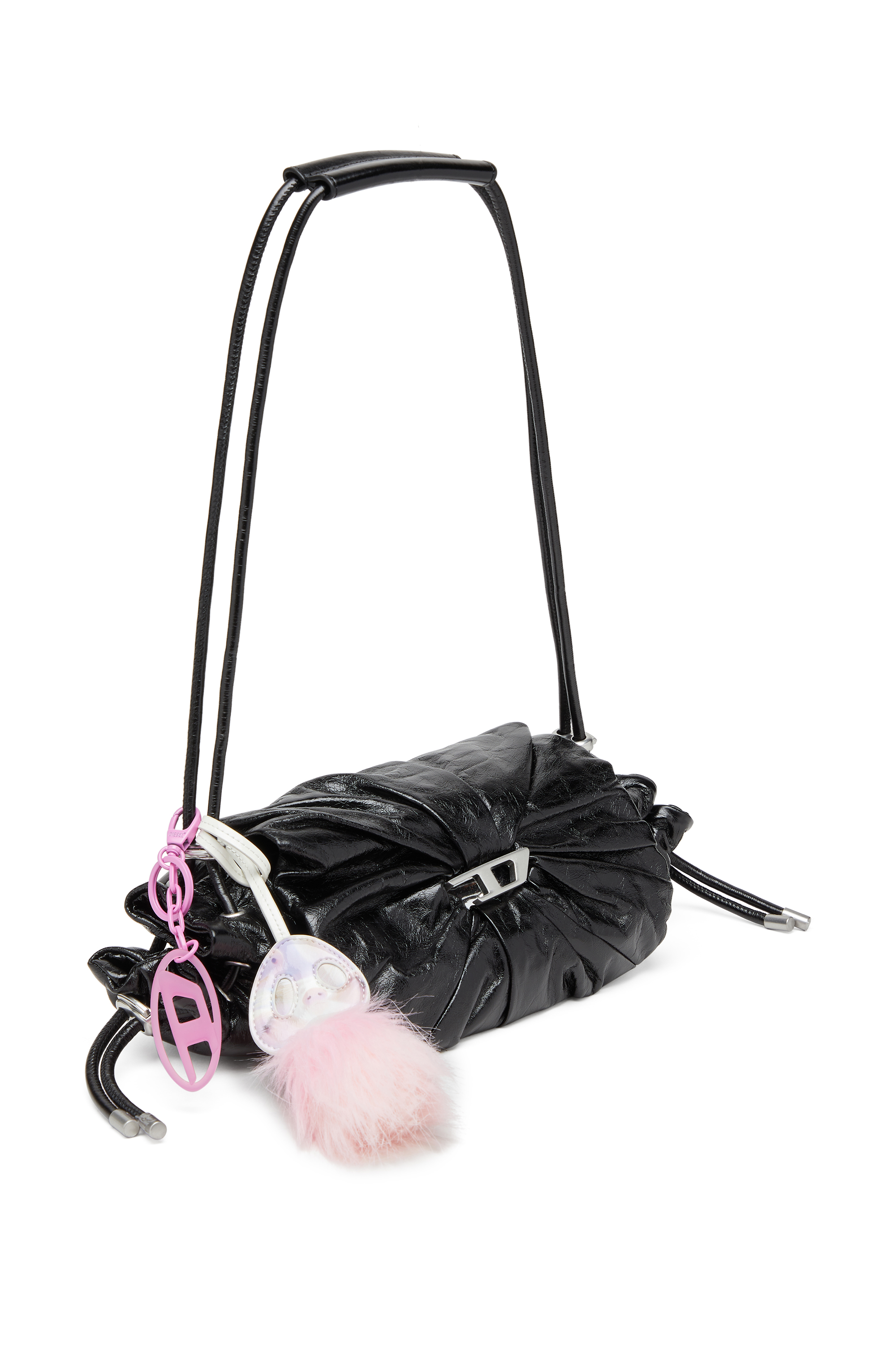 Diesel - SCRUNCH-D SHOULDER S, Scrunch-D S-Sac à bandoulière en cuir froissé Femme in Noir - 2